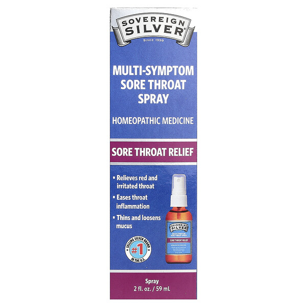 Multi-Symptom Sore Throat Spray (Спрей), 2 fl oz (Жидкие унции) (59 ml) Sovereign Silver