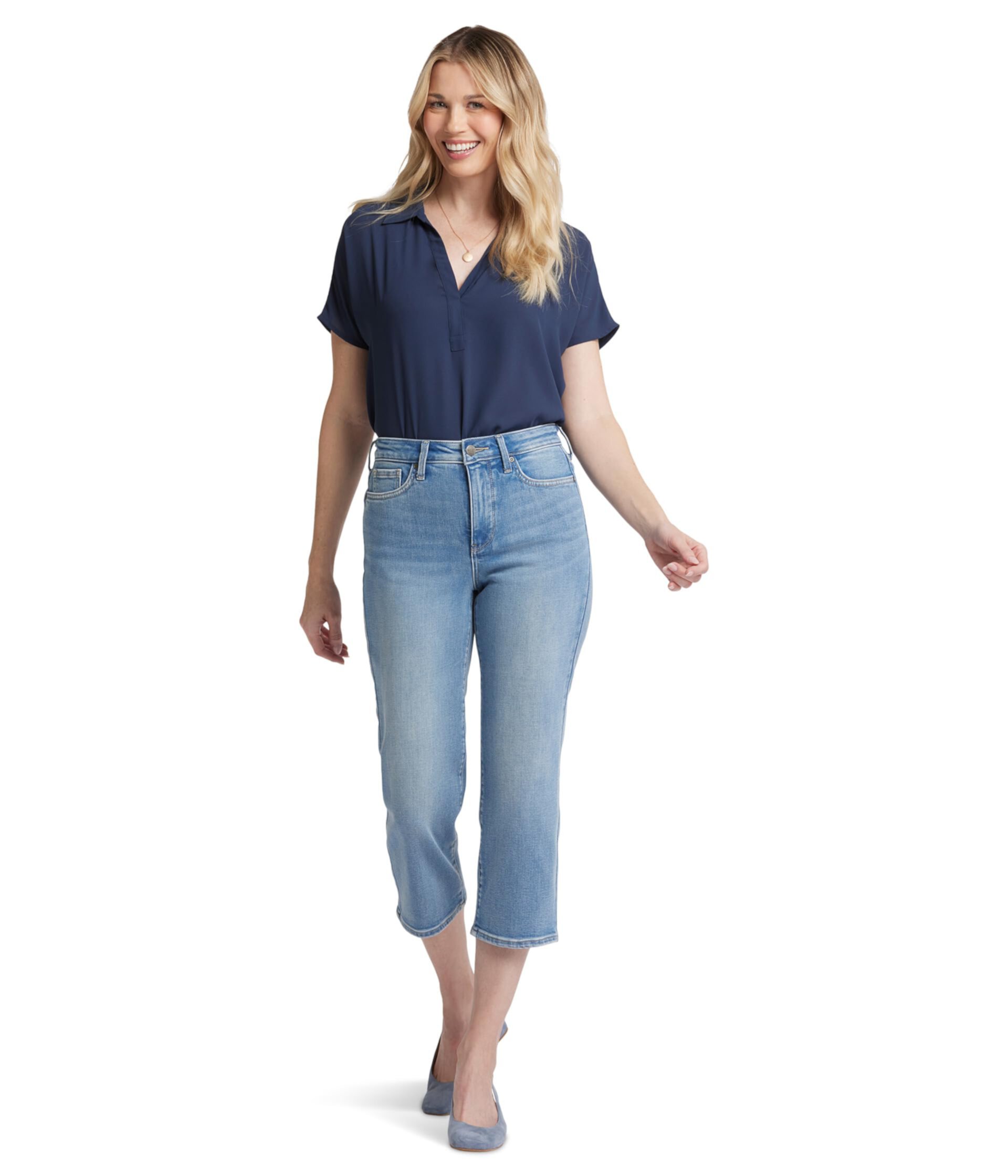 Женские Широкие джинсы NYDJ Joni High-Rise Relaxed Capri в Blue Valley NYDJ