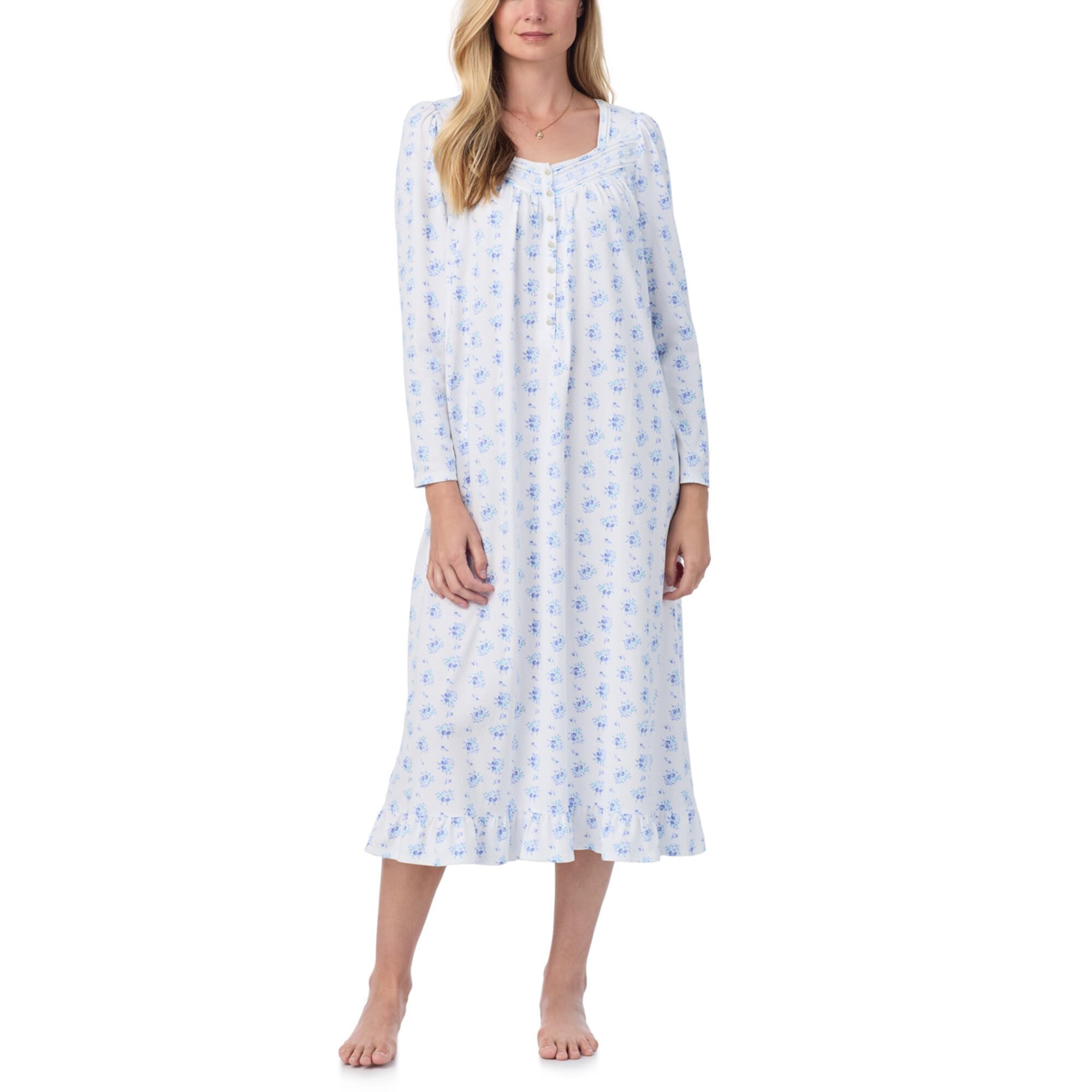 Long Cotton Knit Long Sleeve Gown Eileen West