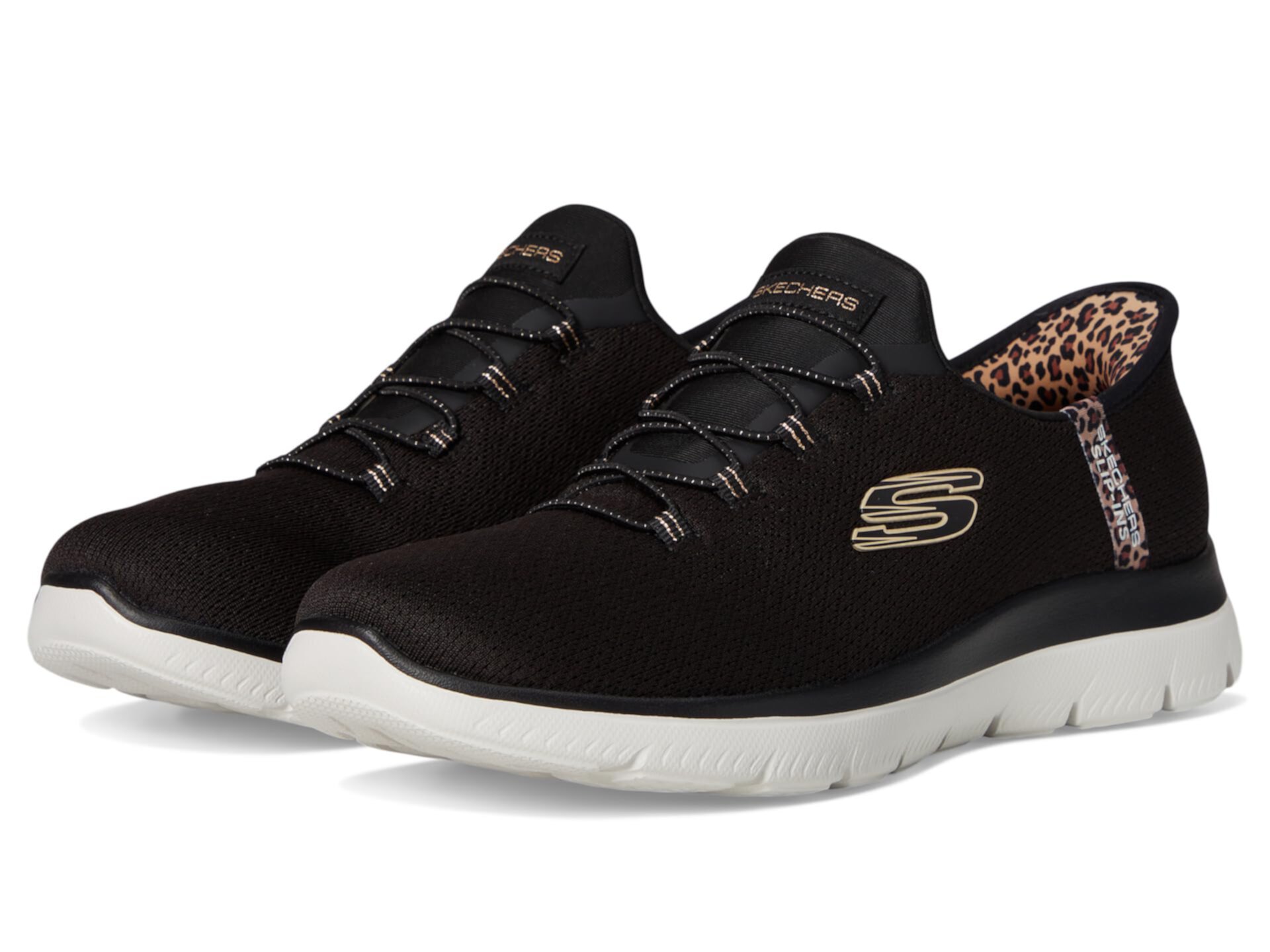 Женские Повседневные кроссовки SKECHERS Summits Leopard Chic Hands Free Slip-INS SKECHERS