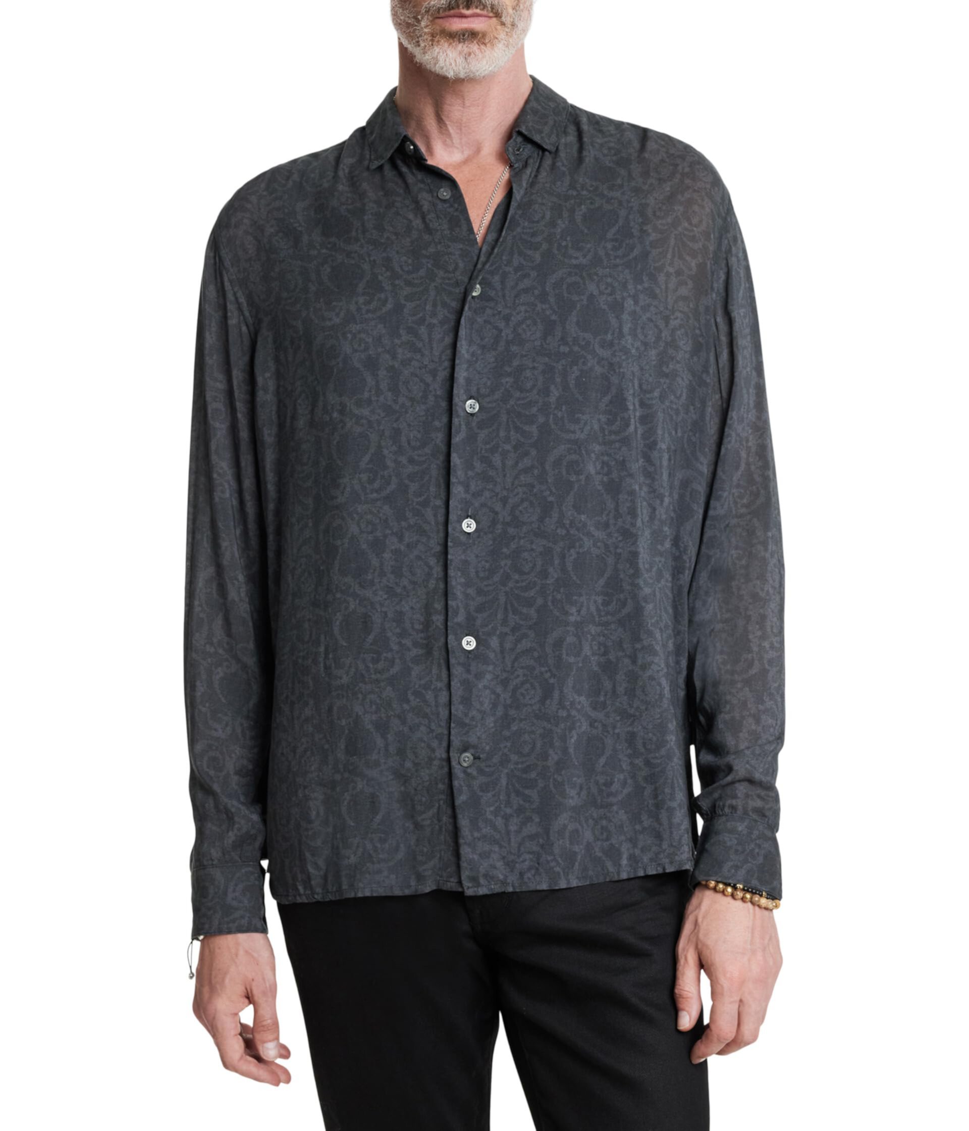 Мужская Повседневная рубашка John Varvatos Ross Long Sleeve Shirt W675R24 John Varvatos