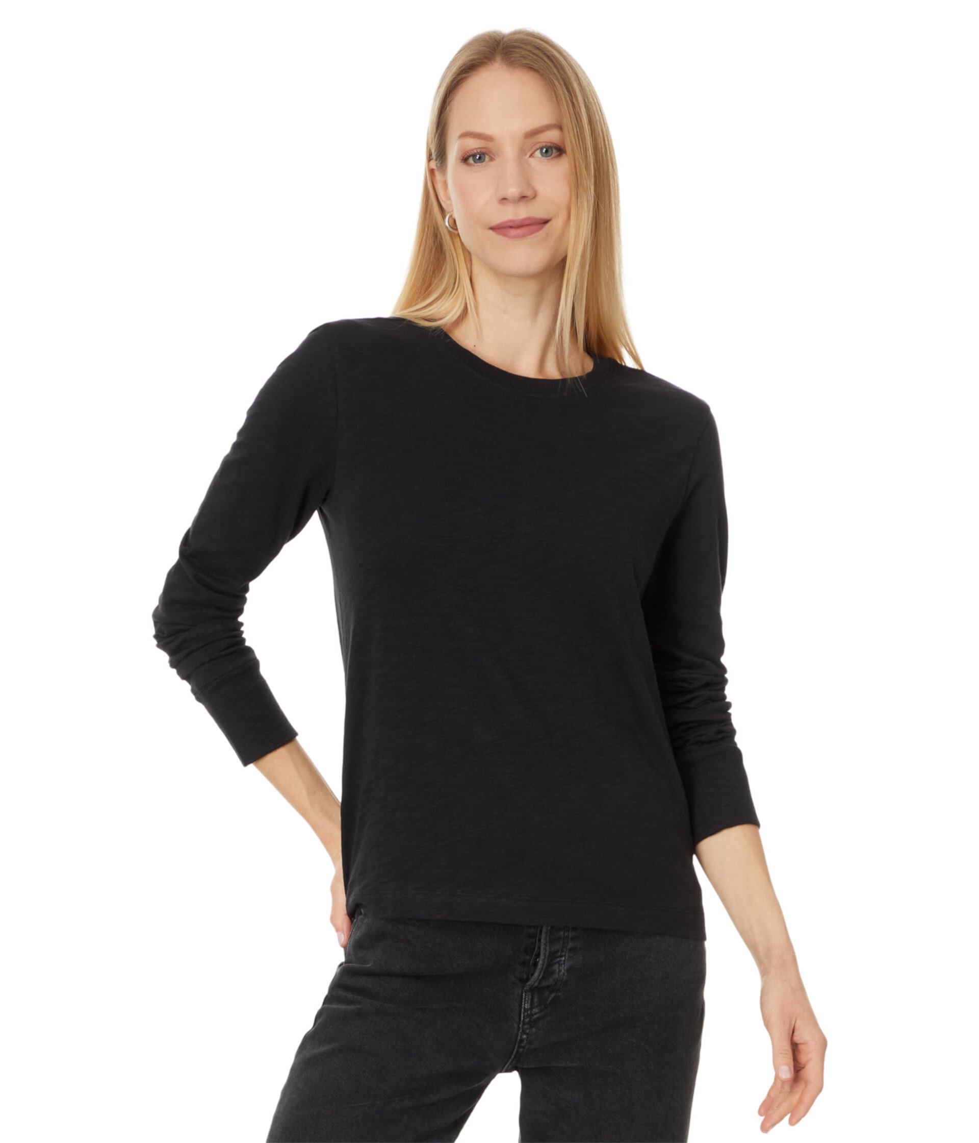 Женская Футболка Lilla P Long Sleeve Ribbed Cuff Crew-Neck Lilla P