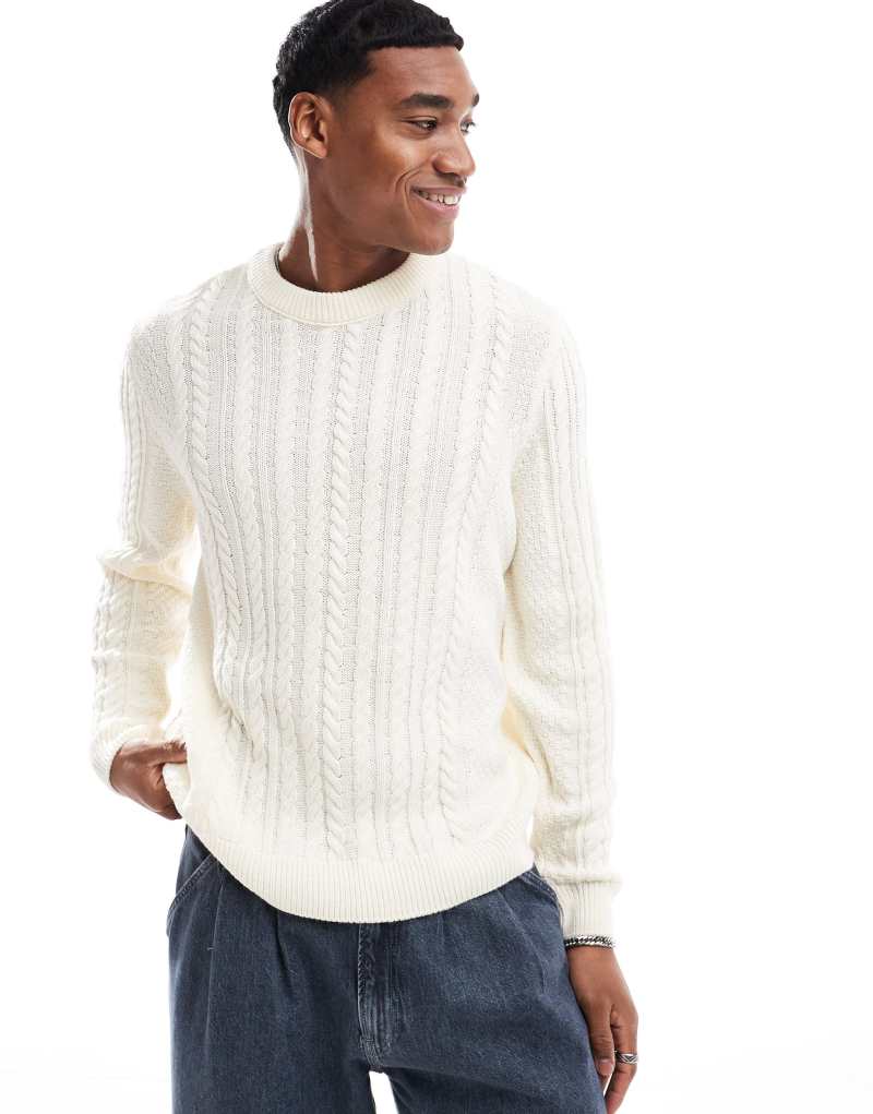 Мужской Свитер ASOS DESIGN Relaxed Slouchy Crew Neck Cable Knit ASOS DESIGN