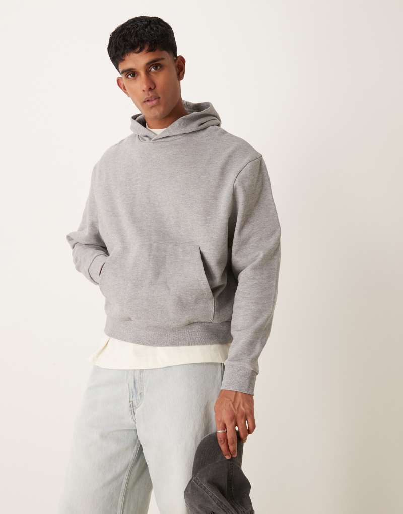 Мужское Худи ASOS DESIGN essential boxy oversized в сером меланже ASOS DESIGN