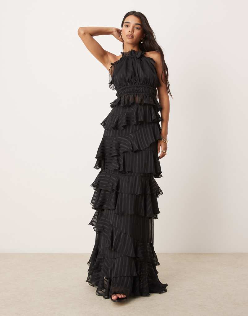 Женская Юбка ASOS DESIGN Occasion Ruffle Maxi в черном - часть комплекта ASOS DESIGN