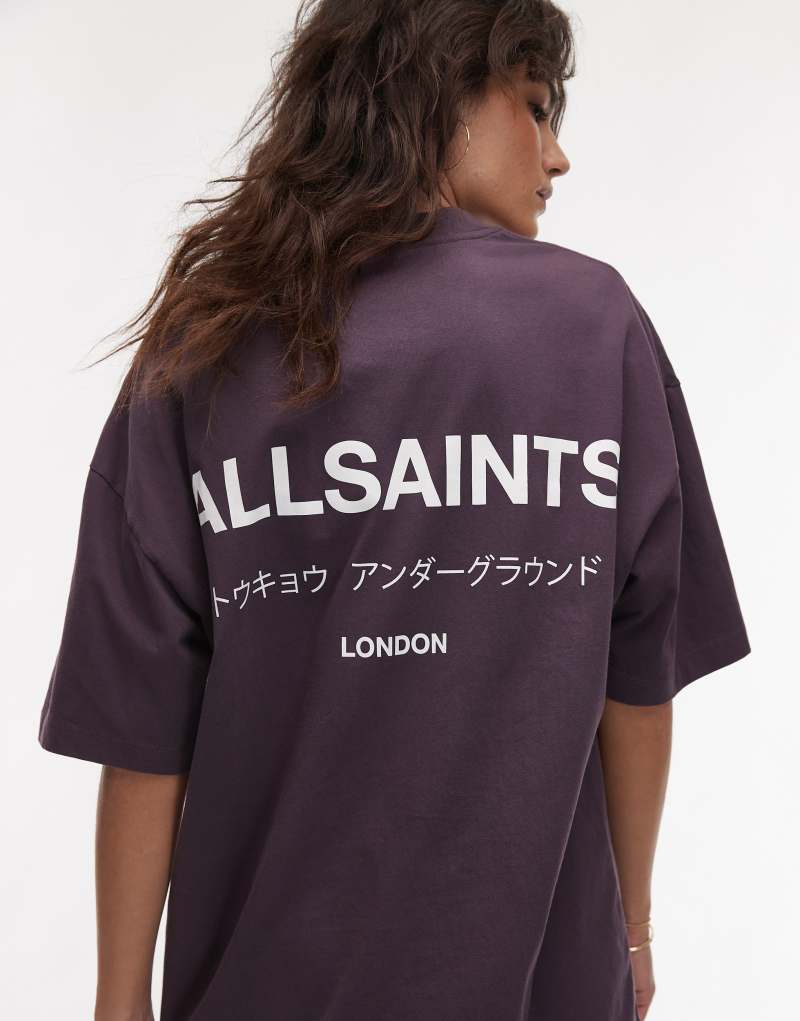 Женская Футболка AllSaints Underground оверсайз в космическом пурпурном AllSaints