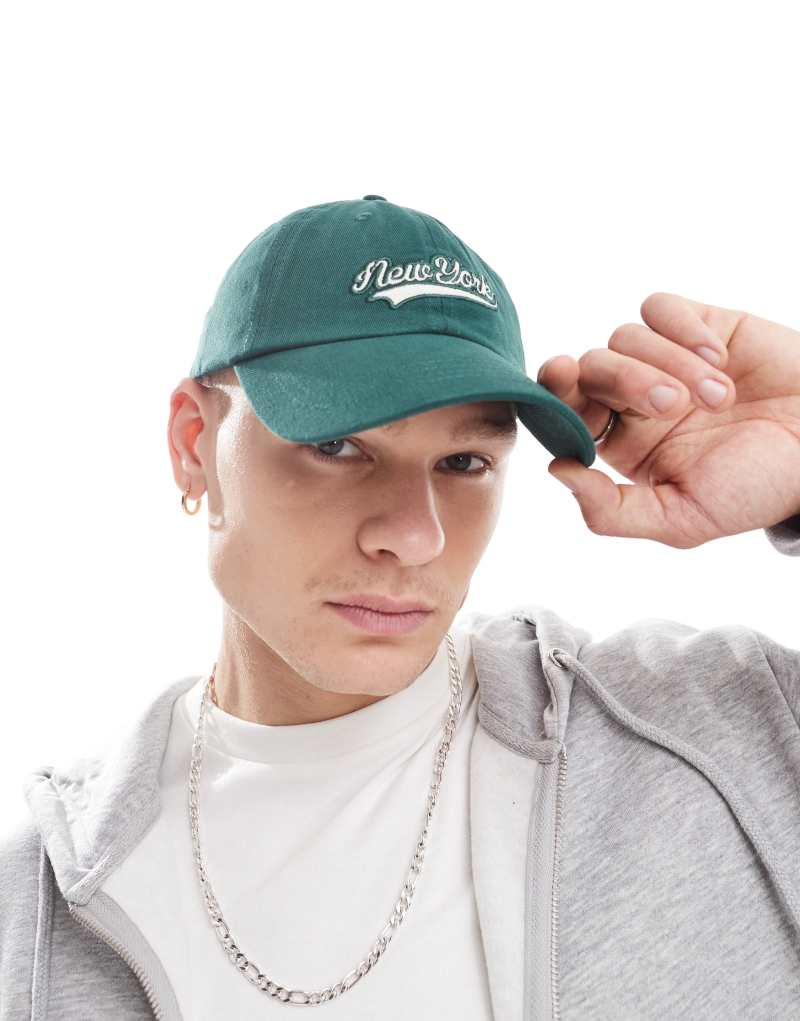 Cotton On dad cap with New York embroidery in washed green COTTON ON