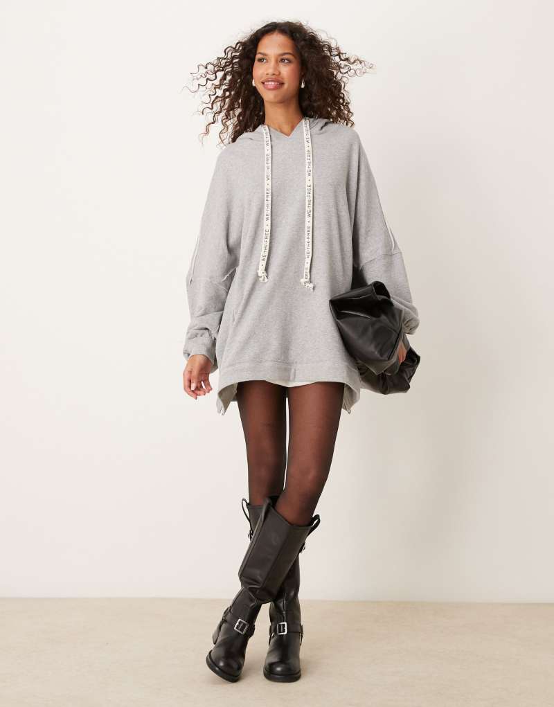 Женское Худи Free People Oversized Longline в сером меланже Free People