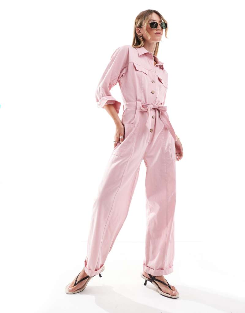 Mango oversized boilersuit in light pink MANGO