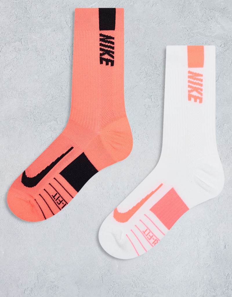 Носки для бега Nike Multiplier, комплект из 2 пар, розовые и белые Nike