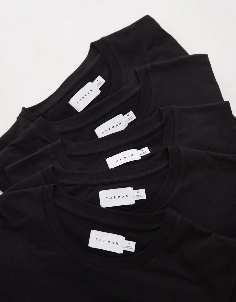 Topman 5-pack regular fit T-shirts in black TOPMAN