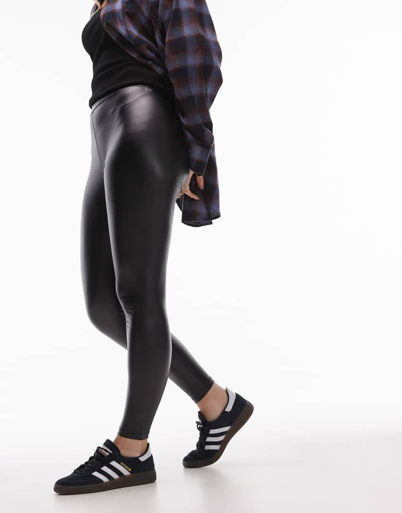 Topshop Hourglass faux leather legging in black TOPSHOP