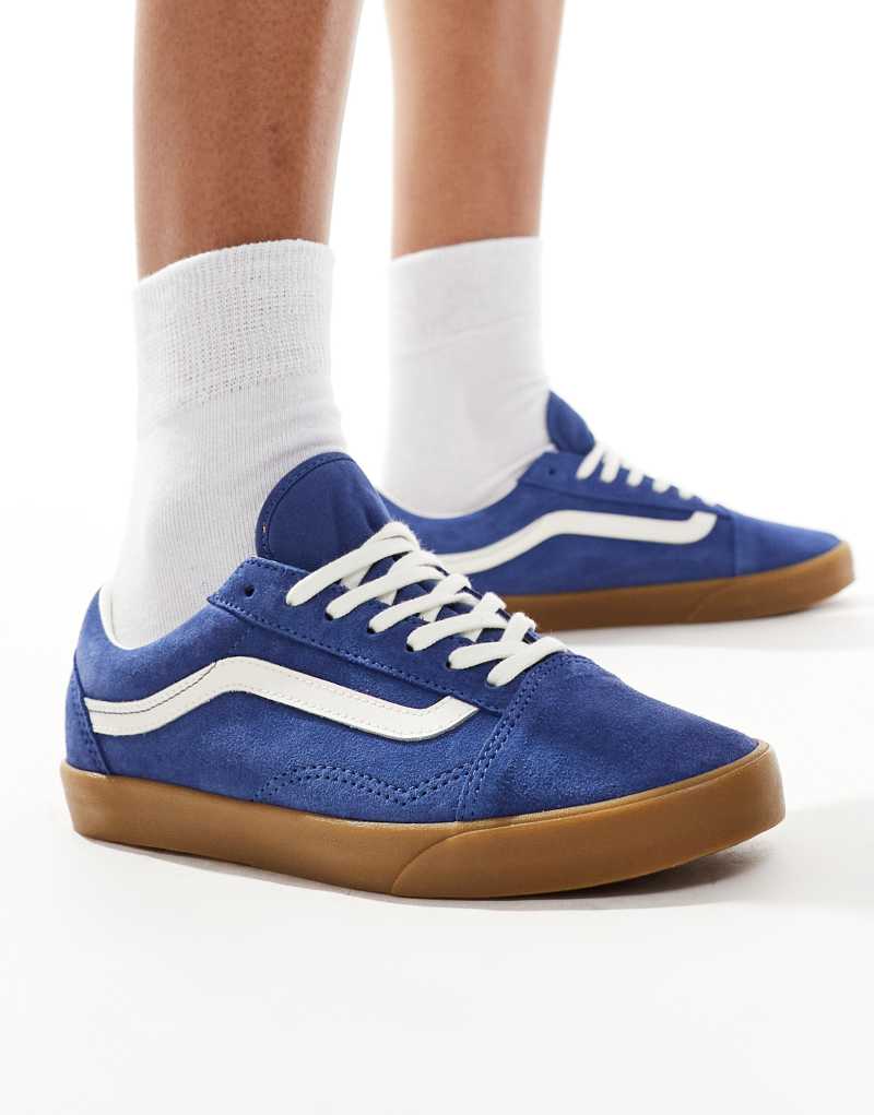 Женские Повседневные кроссовки Vans Old Skool Lowpro с резиновой подошвой синего цвета Vans