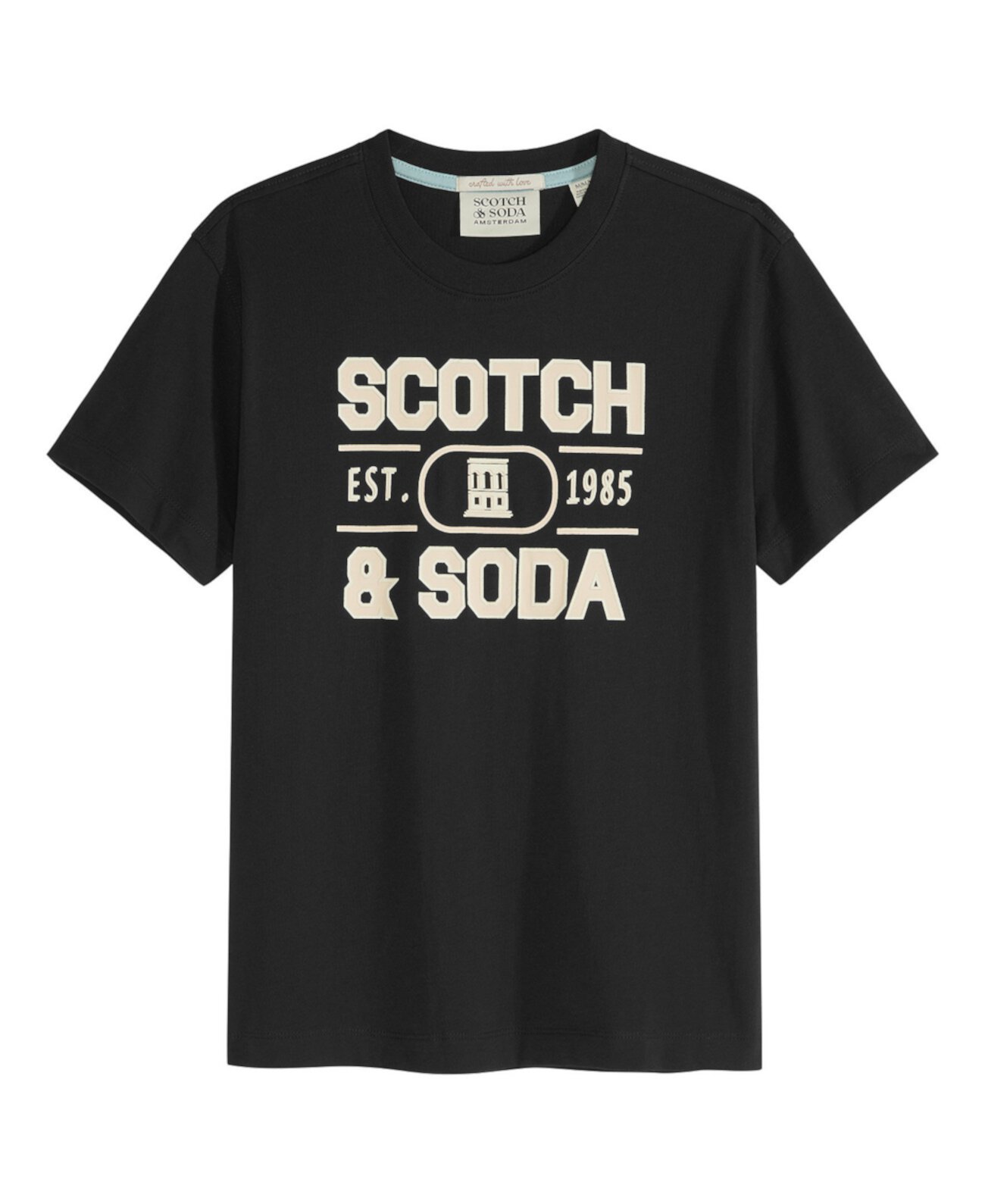 Футболка с коротким рукавом для мальчиков Scotch & Soda с графическим принтом и рибаным воротом Scotch & Soda