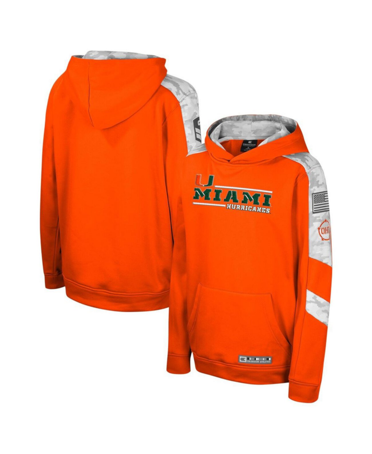 Детское Худи Colosseum Miami Hurricanes OHT Military Appreciation Cyclone Digital Camo Colosseum