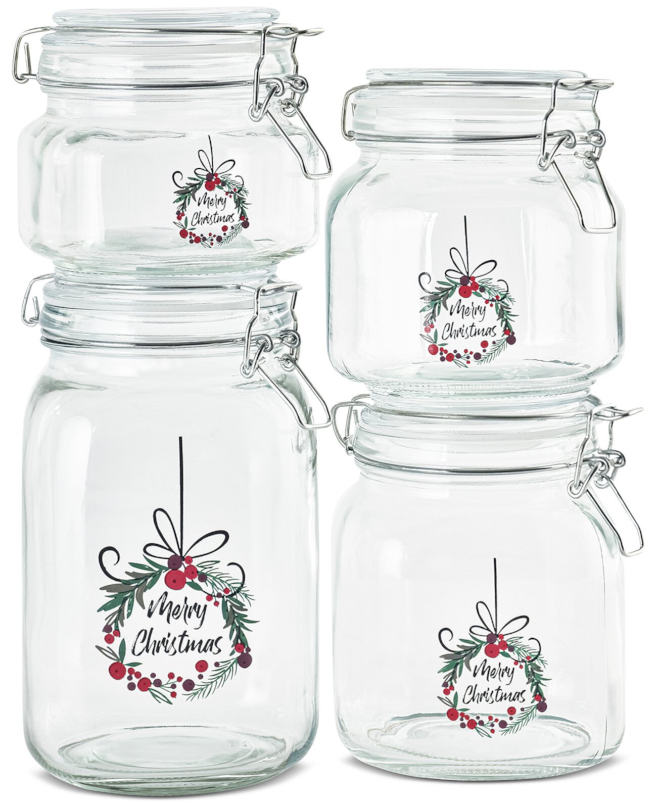 Art + Cook 4-Piece Wide-Mouth Clamp-Lid Printed Canister Set Art & Cook