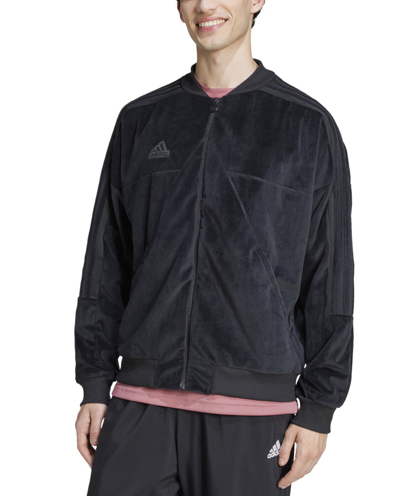 Men's Tiro Loose-Fit Full-Zip Velvet Bomber Jacket Adidas