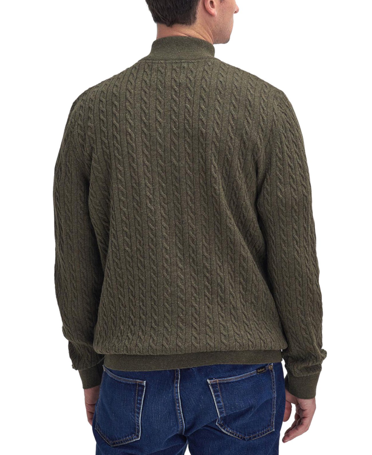 Мужской Свитер Barbour Ramsden Cable-Knit с Полуворотником и Искусственной Замшей Barbour