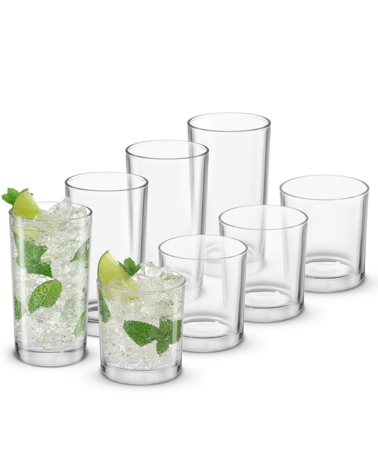 Alain Drinking Glasses Highball Double Old Fashion Glass Drinkware, Set of 8 JoyJolt