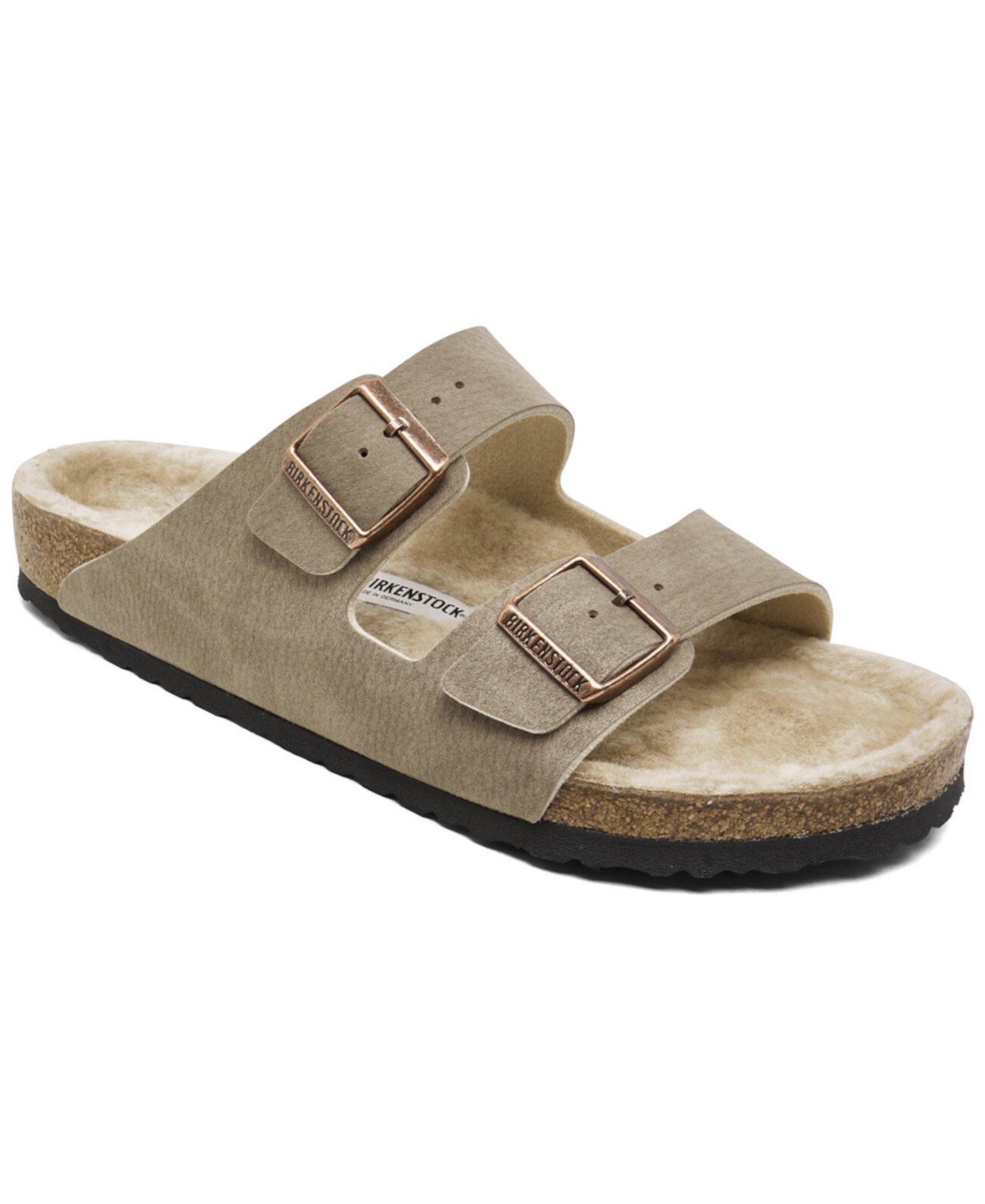 Сандалии Birkenstock Arizona Birkibuc с овчинной подкладкой и двумя ремешками Birkenstock