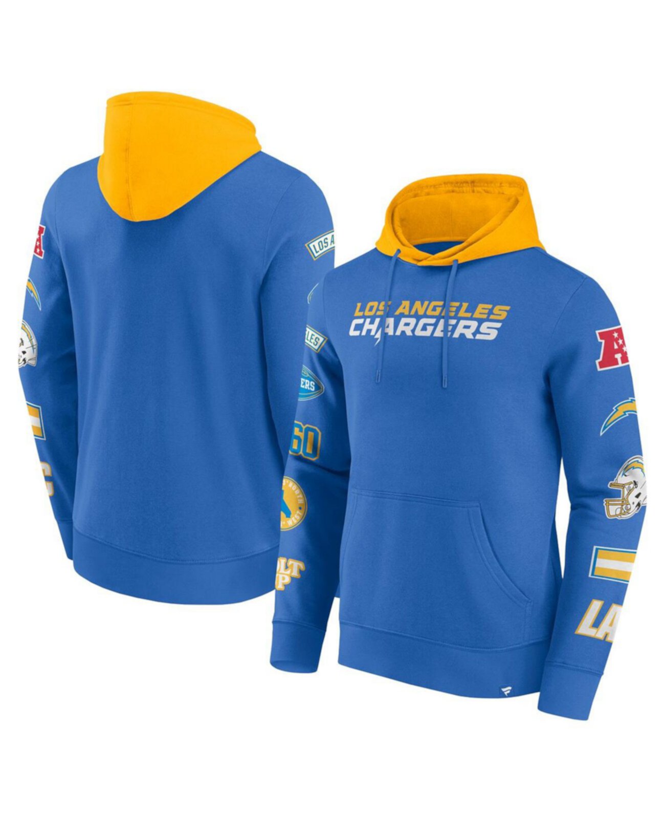 Men's Powder Blue/Gold Los Angeles Chargers Patched Out Pullover Hoodie Fanatics