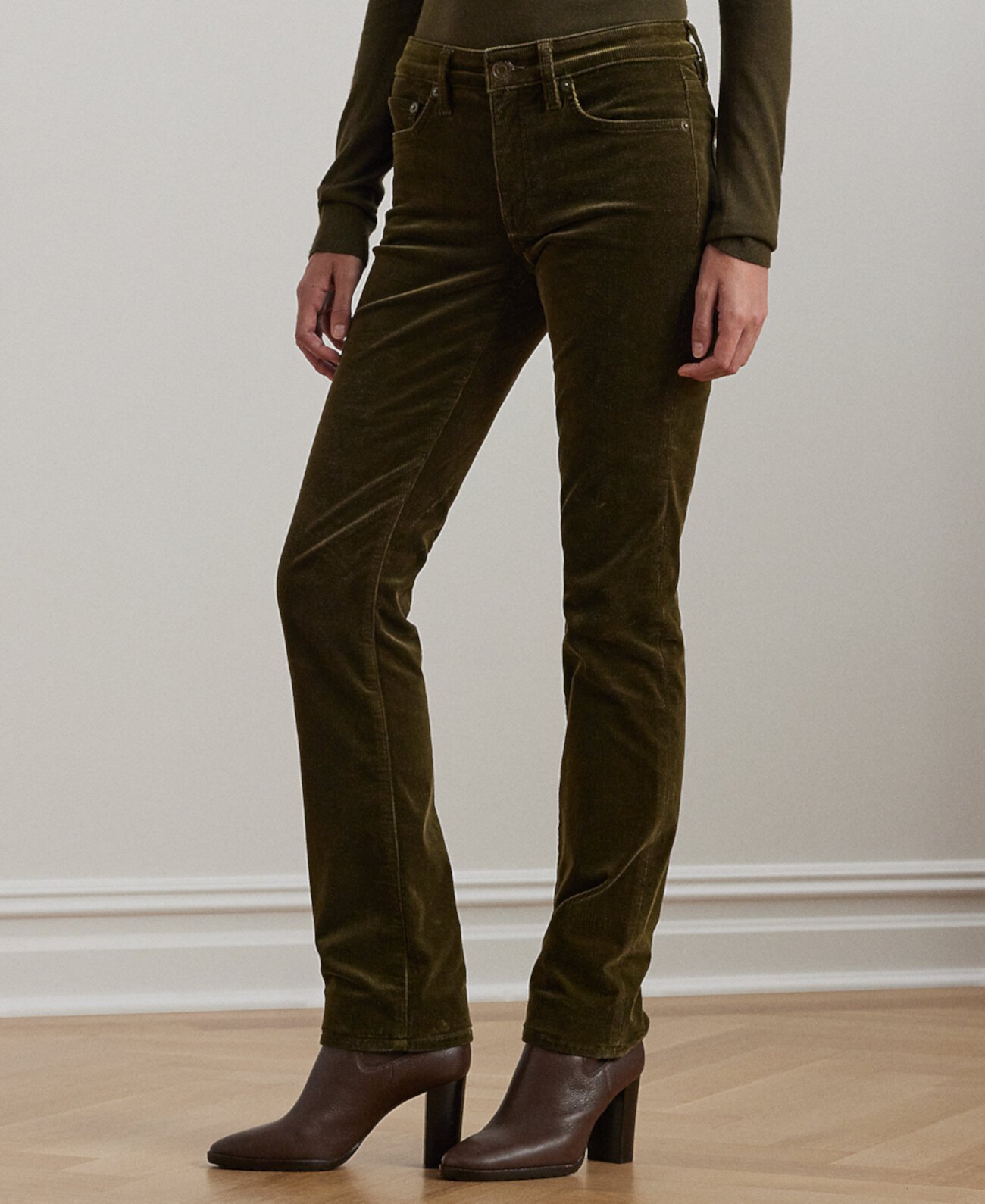 Женские Повседневные брюки LAUREN Ralph Lauren Petite Stretch Corduroy Mid-Rise Straight Pants LAUREN Ralph Lauren