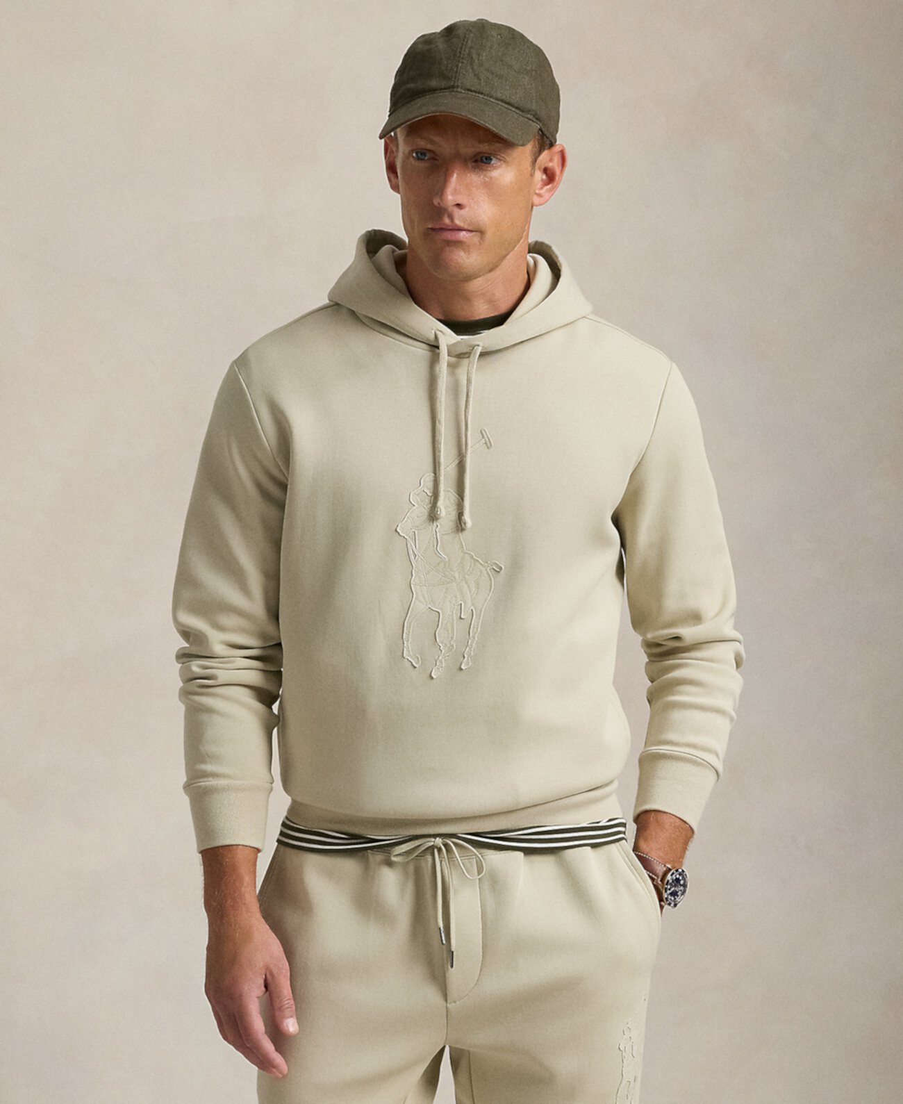 Men's Leather-Pony Double-Knit Hoodie Polo Ralph Lauren