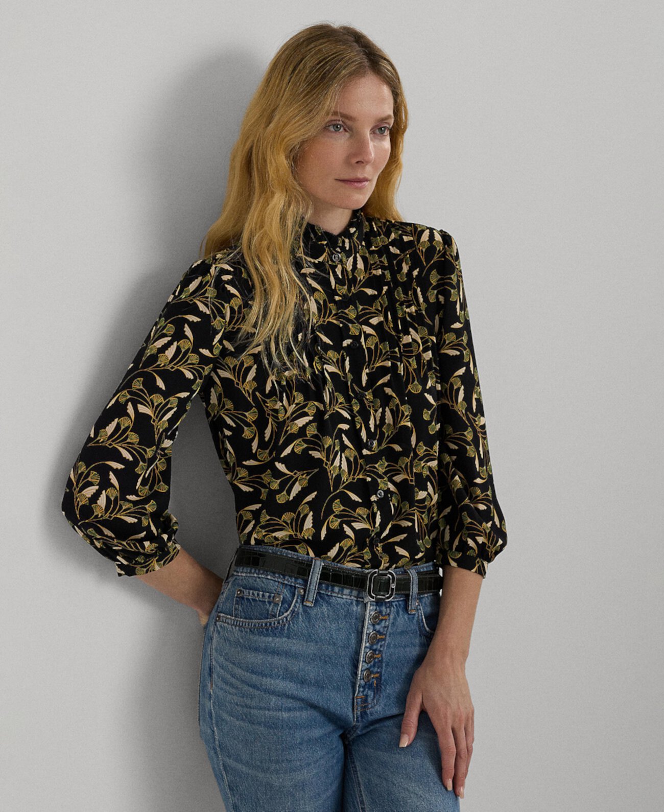 Women's Floral Georgette Blouson-Sleeve Shirt LAUREN Ralph Lauren