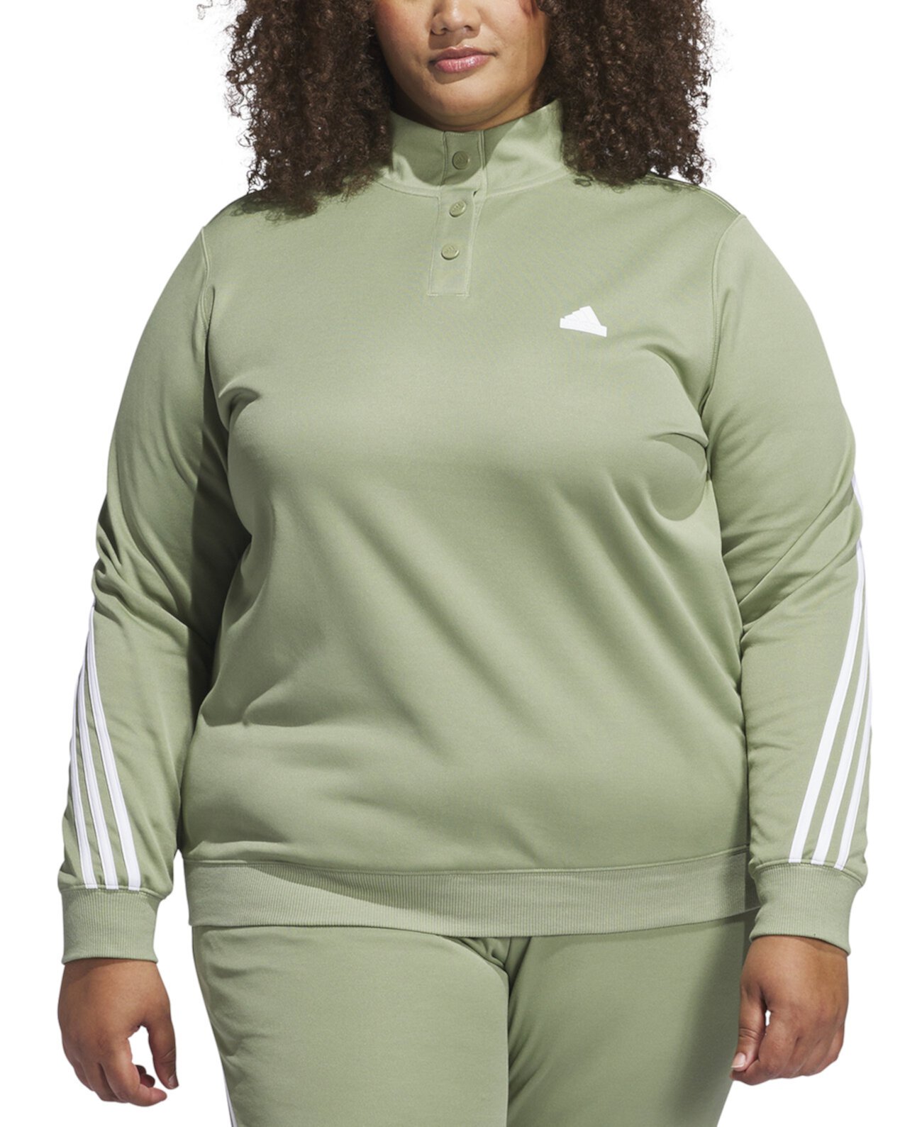 Женская Ветровка Adidas Plus Size 3-Stripes Snap-Collar Track Top Adidas