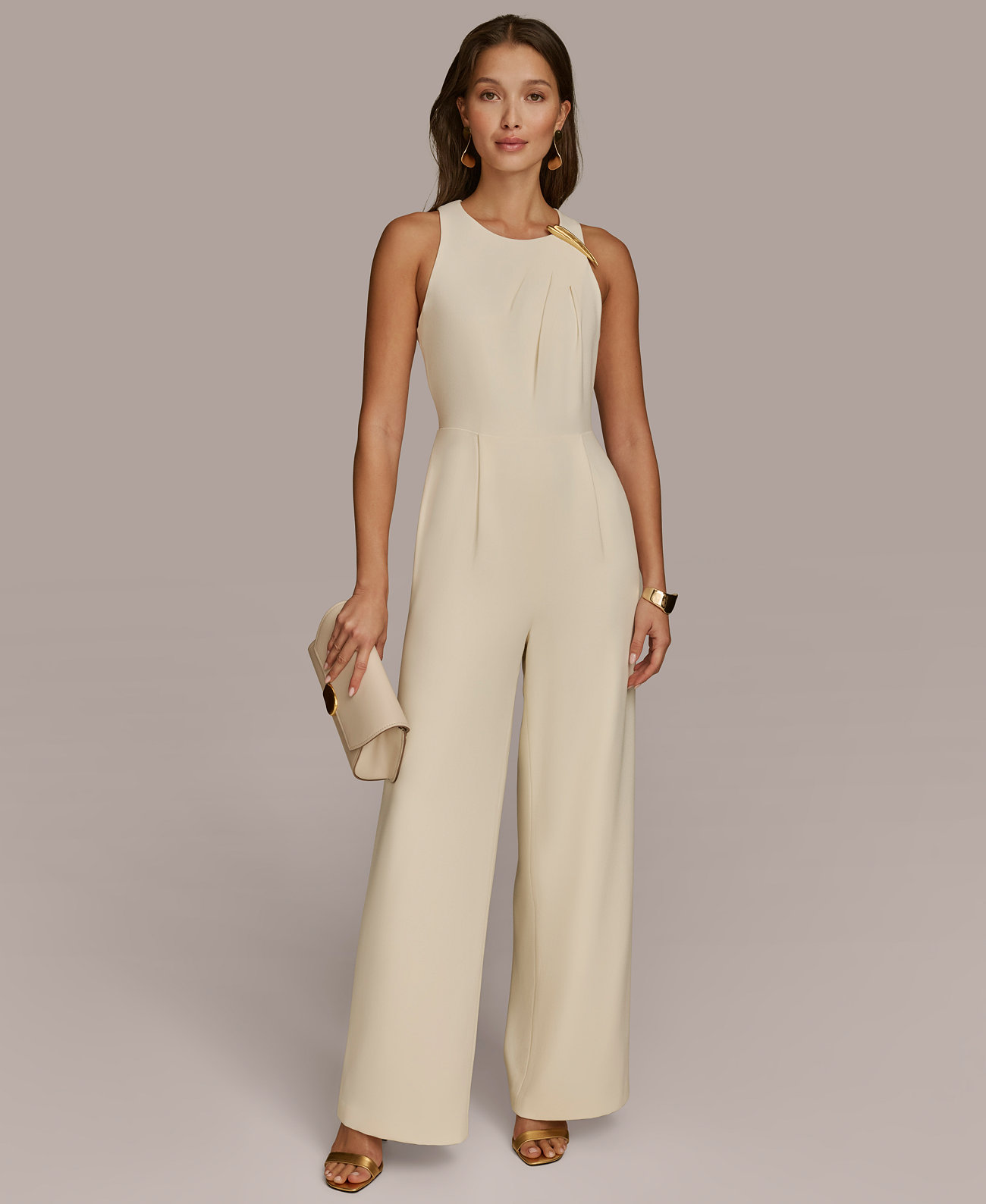 Women's Hardware-Trim Straight-Leg Jumpsuit Donna Karan New York