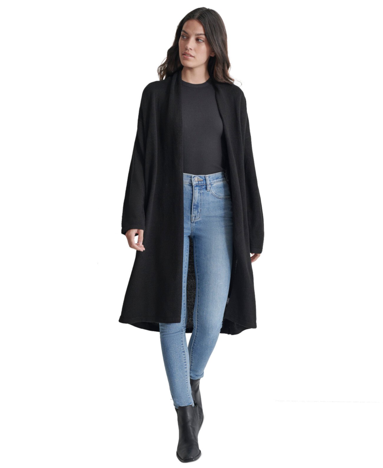 Women's Shawl-Collar Open-Front Long Cardigan DKNY