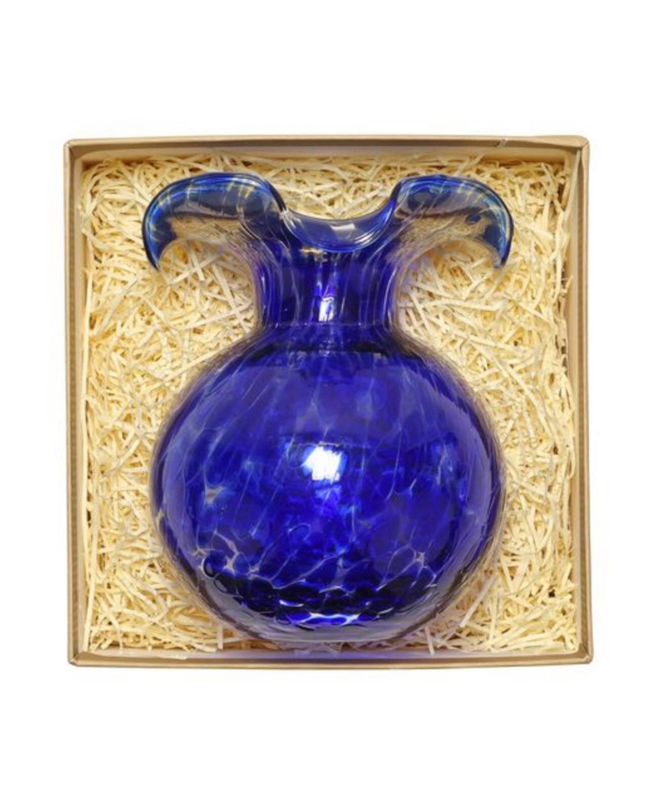 Hibiscus Glass Cobalt Tortoiseshell Bud Vase VIETRI