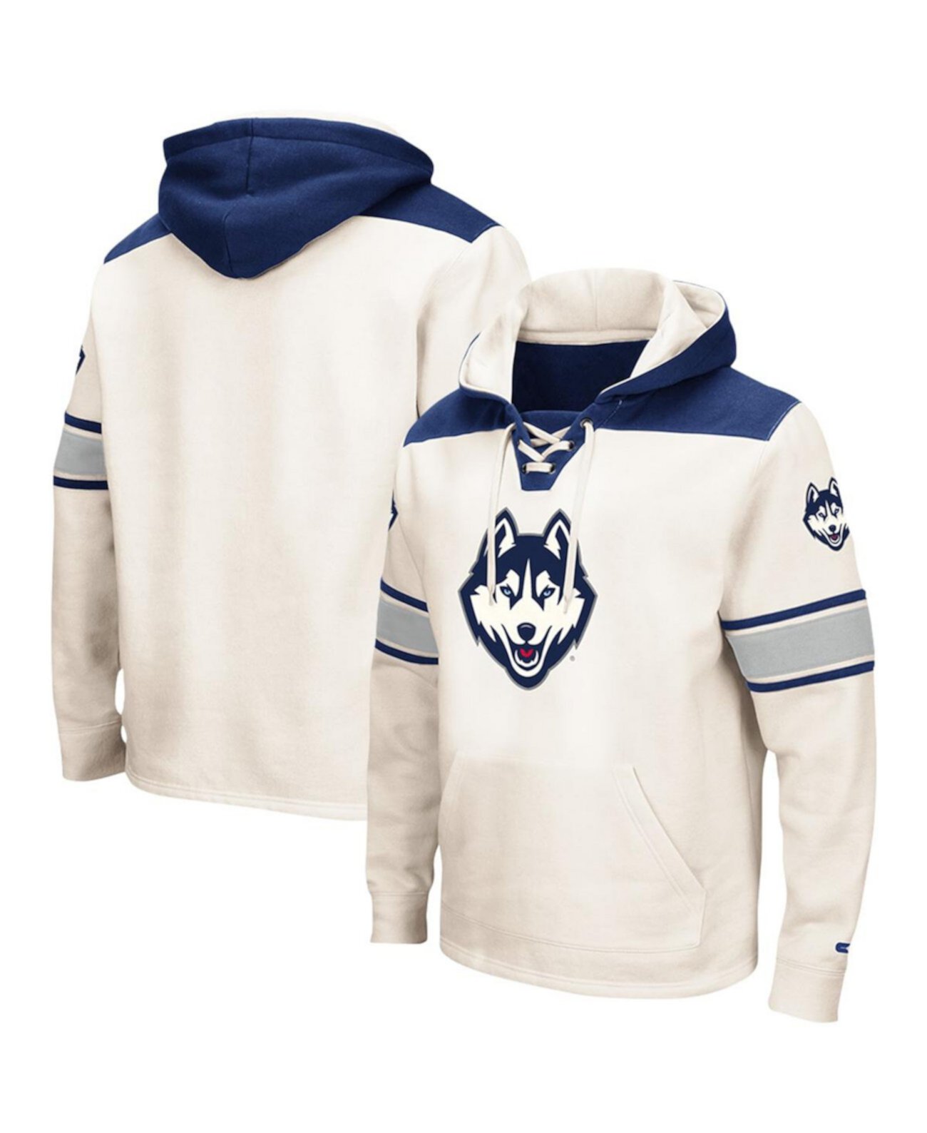 Men's Cream UConn Huskies Lace-Up 2.0 Pullover Hoodie Colosseum