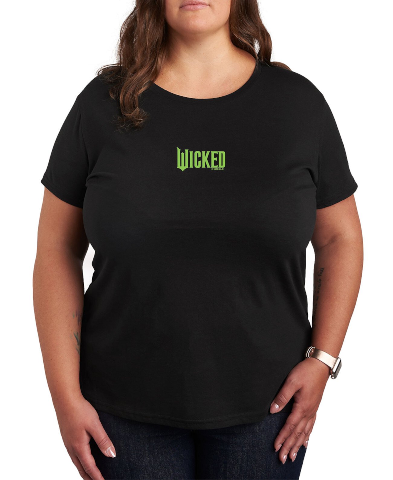 Женская Футболка Hybrid Apparel Plus Size Wicked Elphaba Green Logo Hybrid Apparel