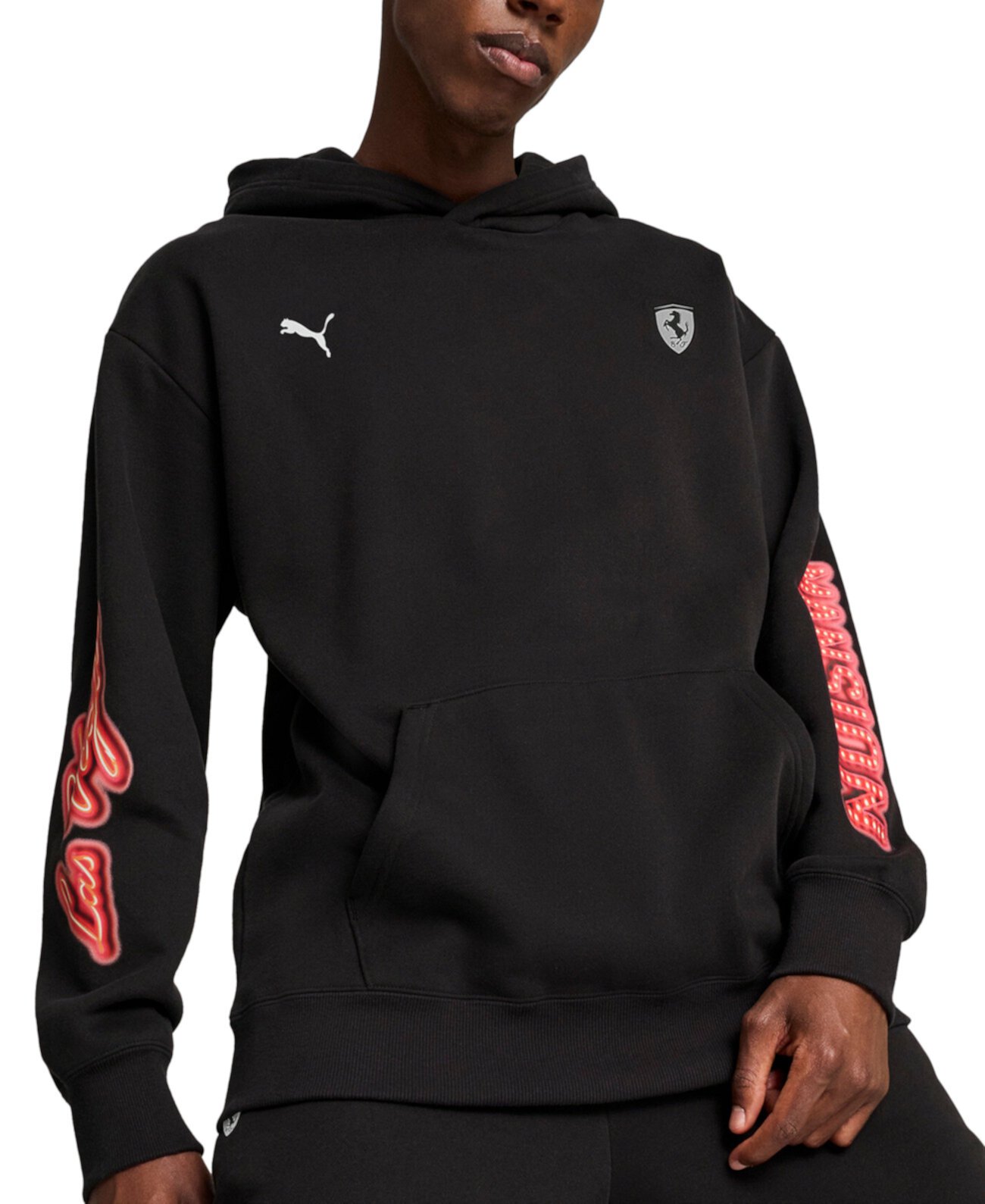 Men's Ferrari Neon Race Relaxed-Fit Printed Hoodie PUMA