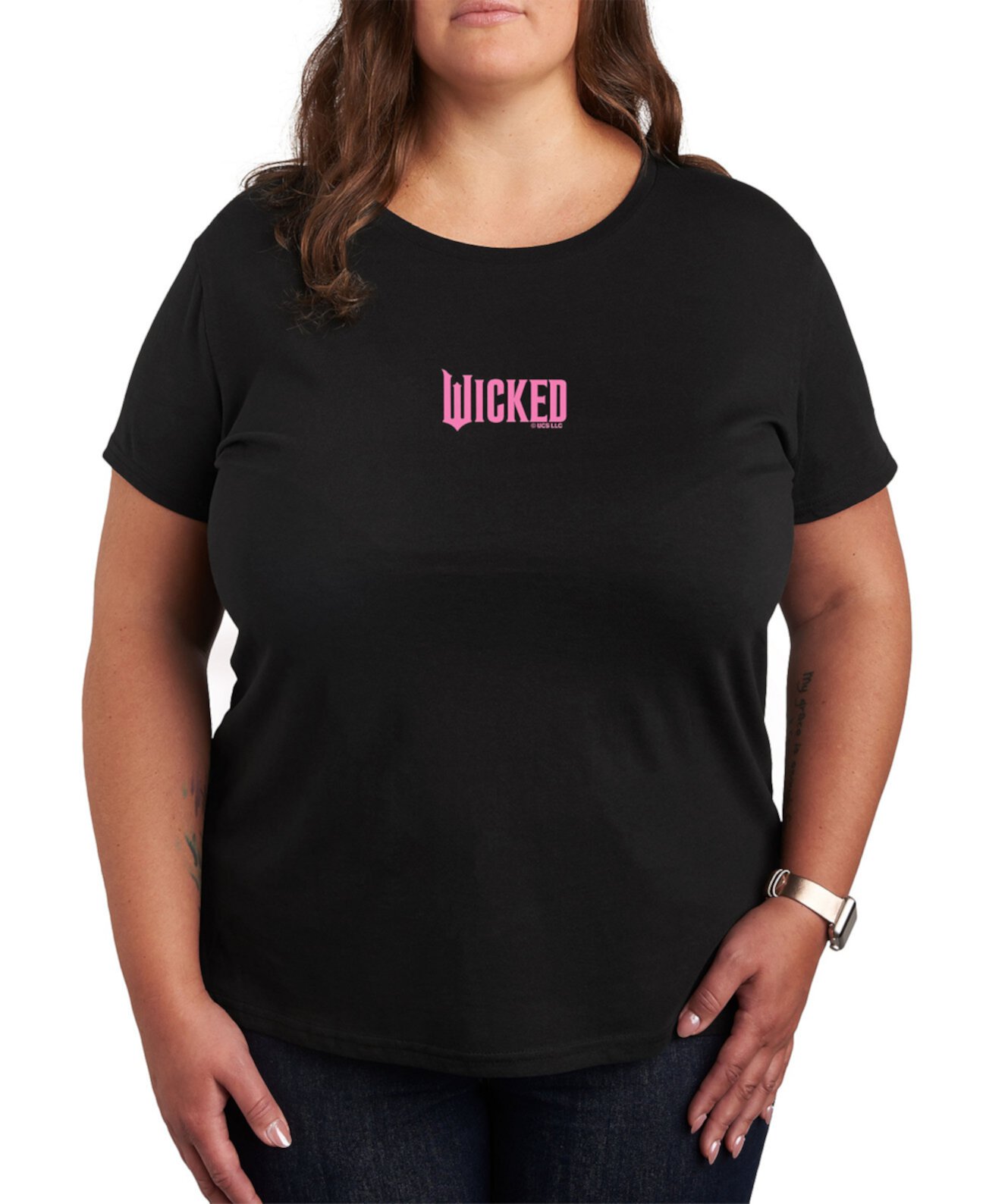 Женская Футболка Hybrid Apparel Plus Size Wicked Elphaba Pink Logo Hybrid Apparel