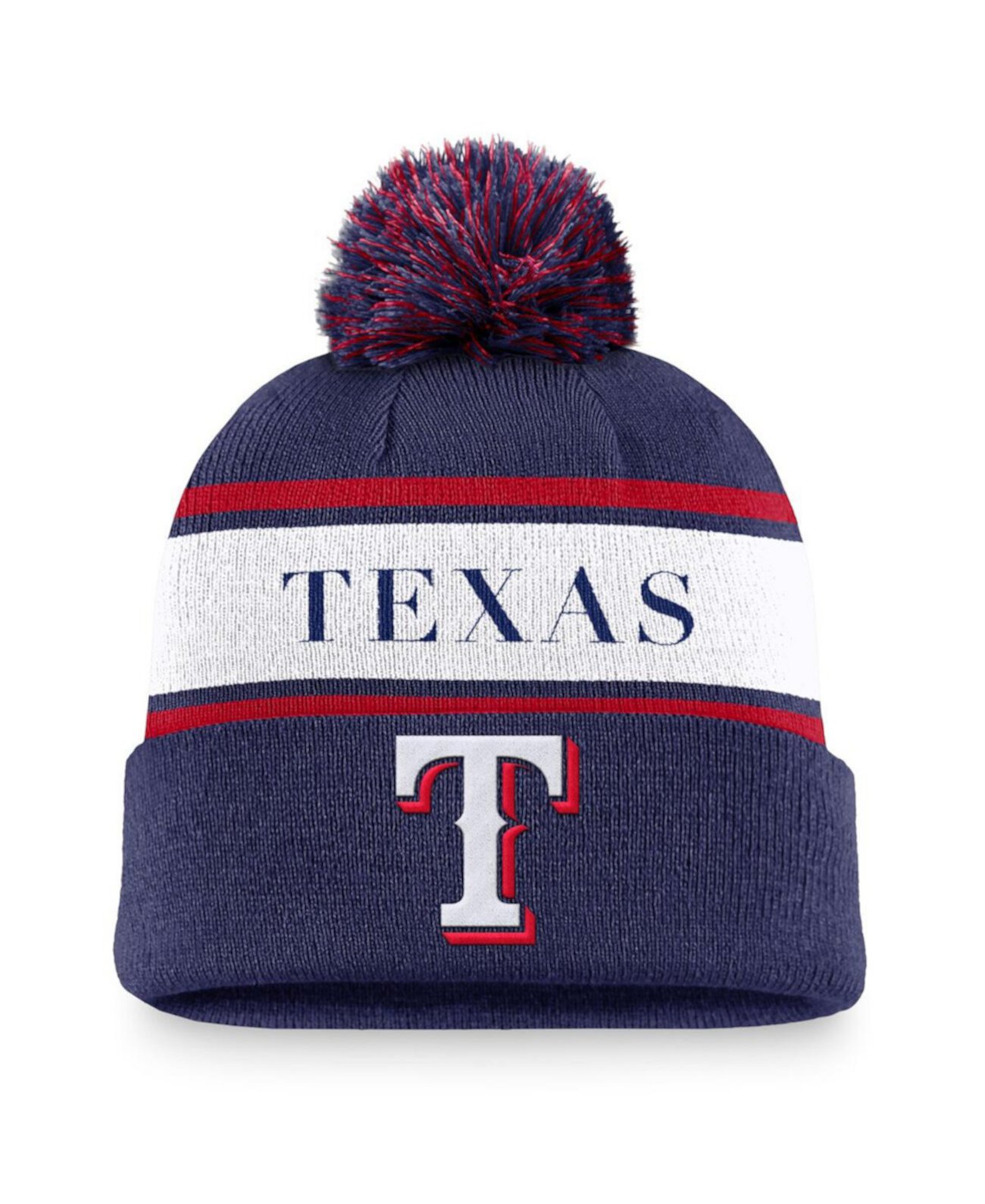 Men's Royal Texas Rangers Team Stripe Peak Cuffed Knit Hat with Pom Nike