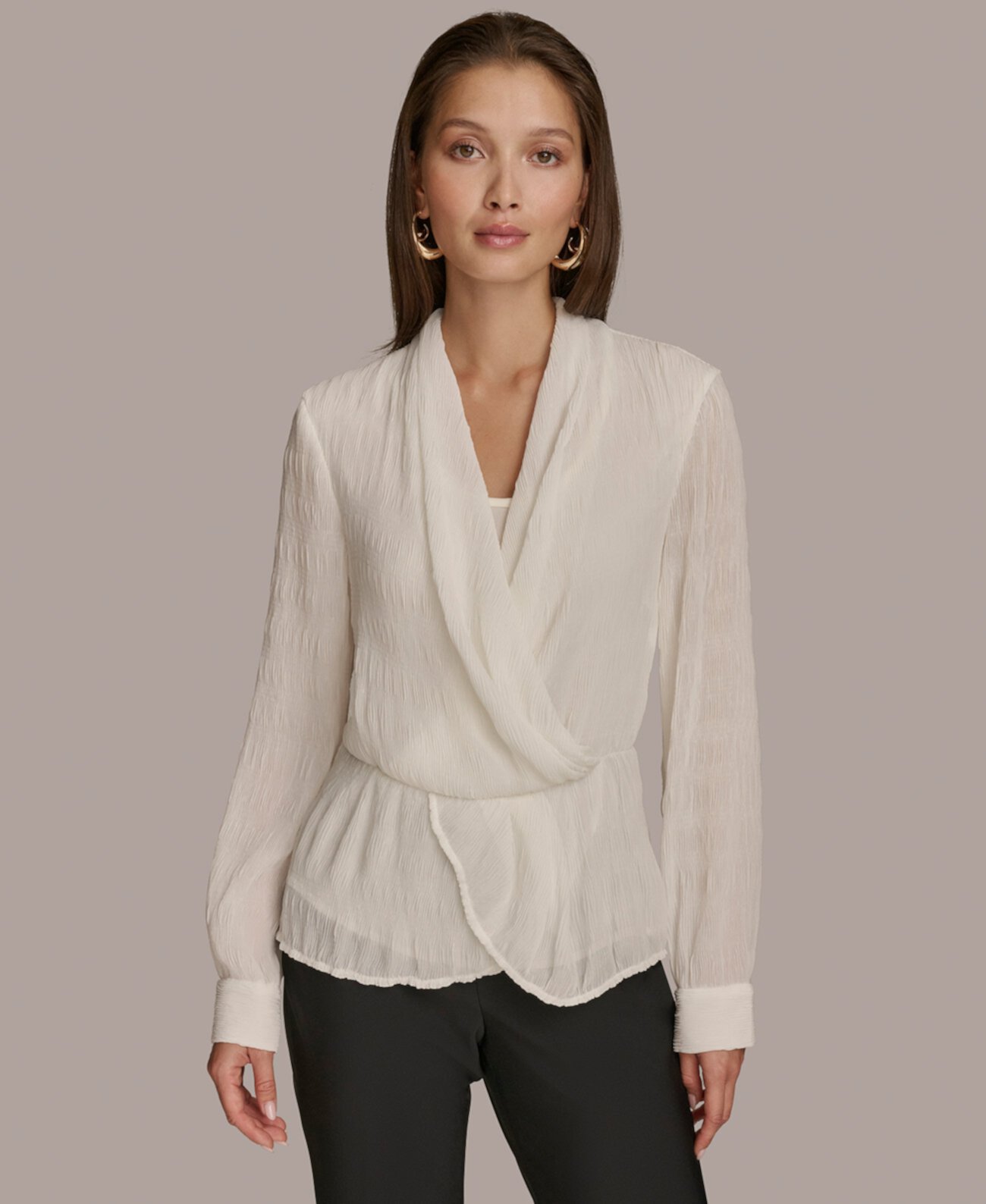 Женская Блузка Donna Karan New York Faux-Wrap Peplum Donna Karan New York