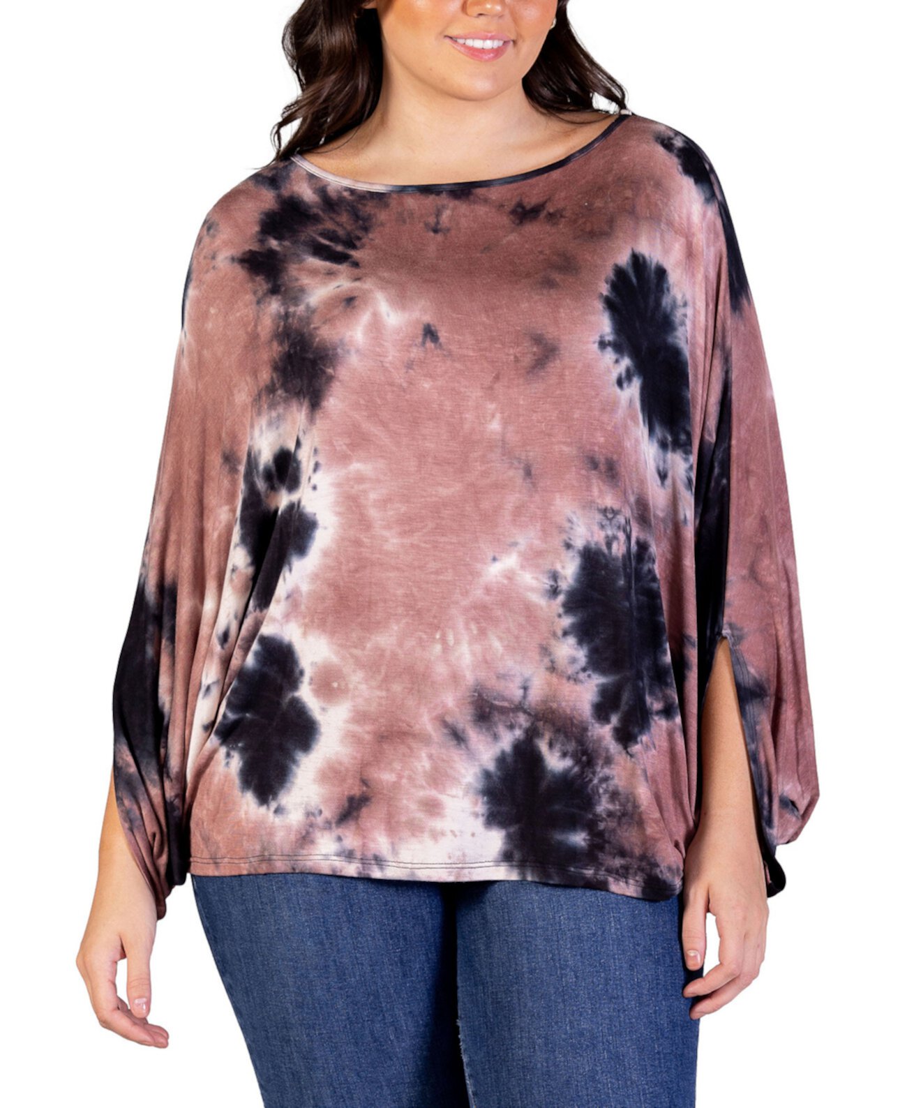 Женская Футболка 24Seven Comfort Plus Size Tie Dye Batwing Sleeve Relax Fit 24Seven Comfort