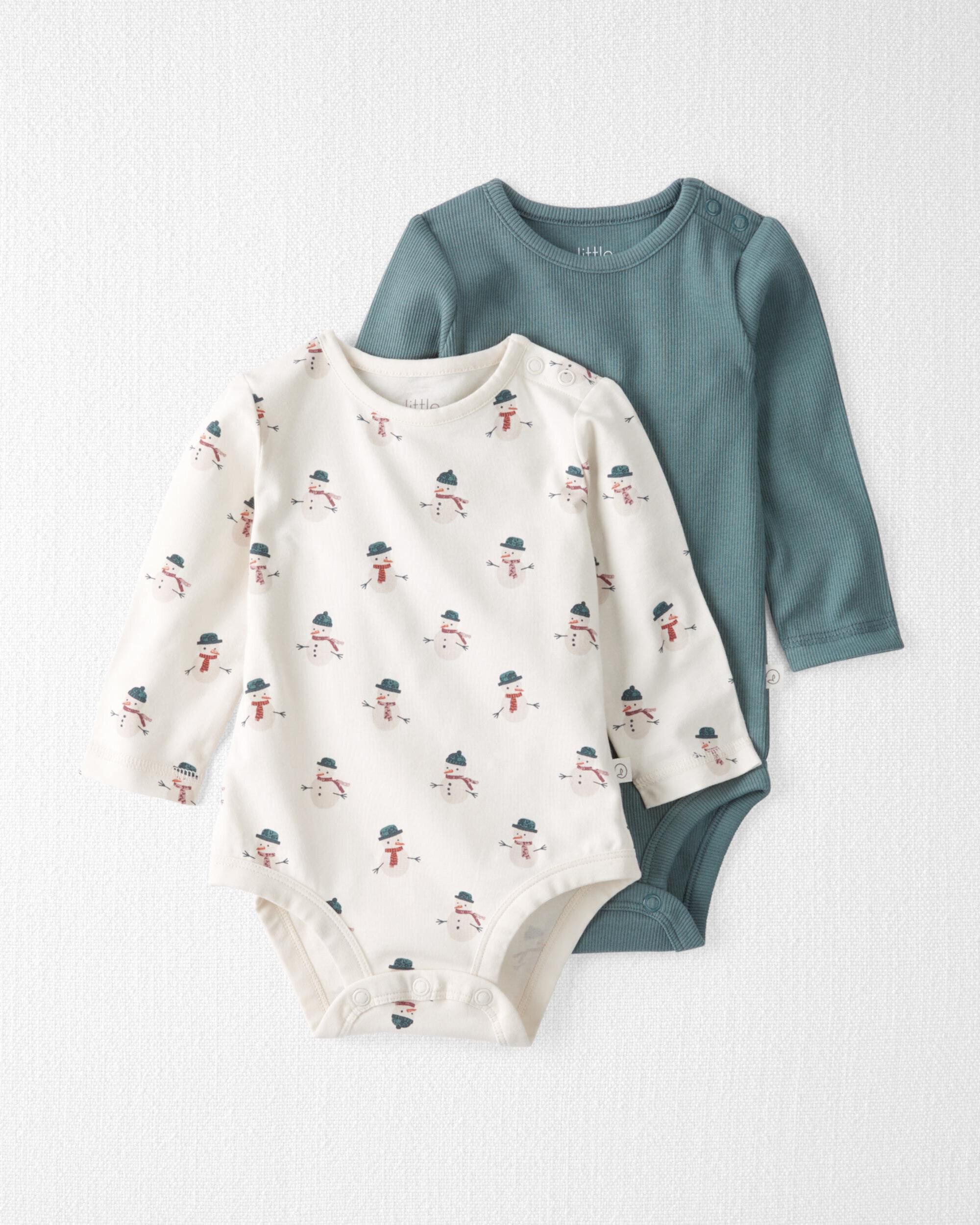 Детские Боди Carter's 2-Pack Organic Cotton Rib с Принтом Снеговика Carter's