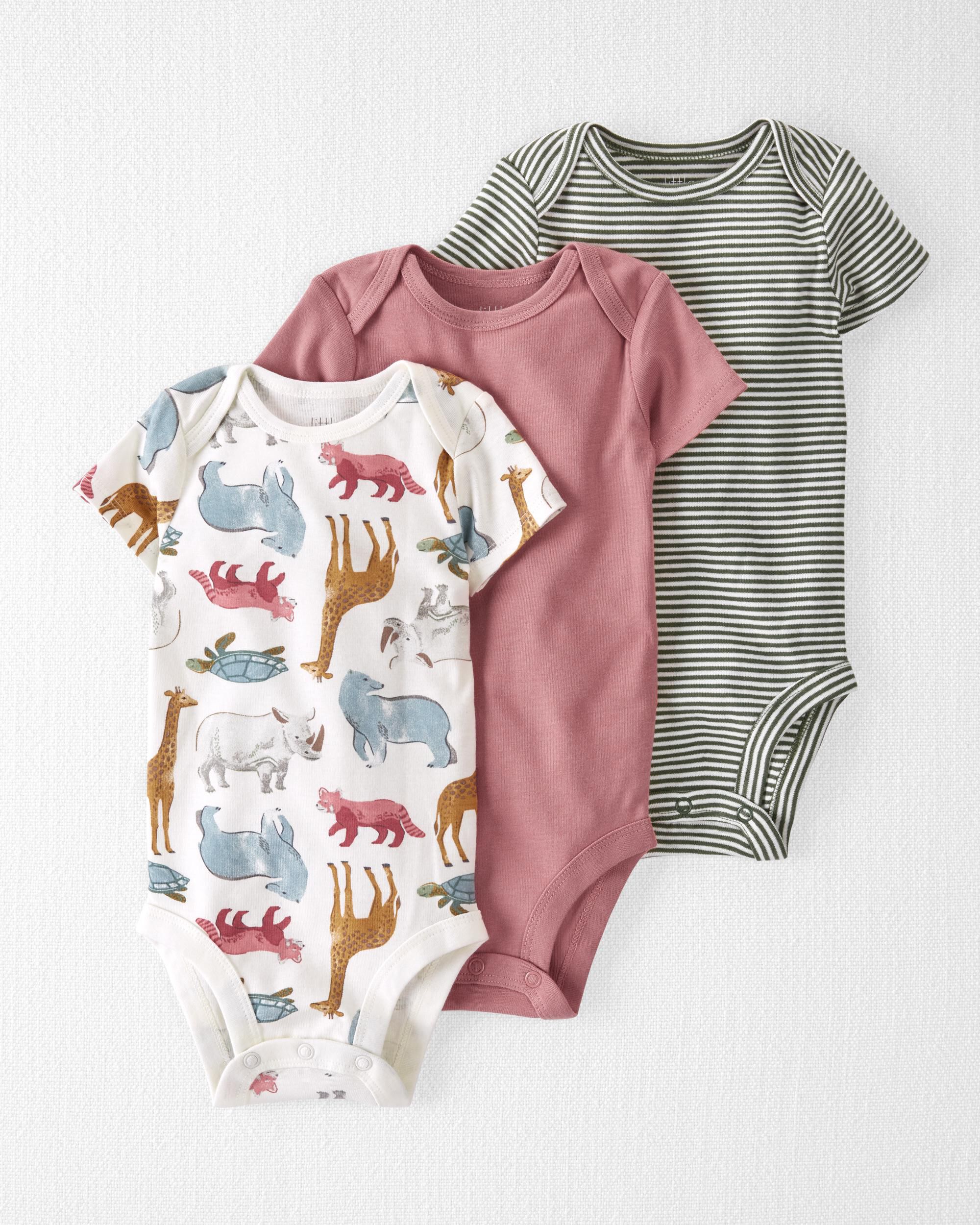 Детские боди Carter's Baby Organic Cotton Rib 3-Pack Animal & Striped Carter's