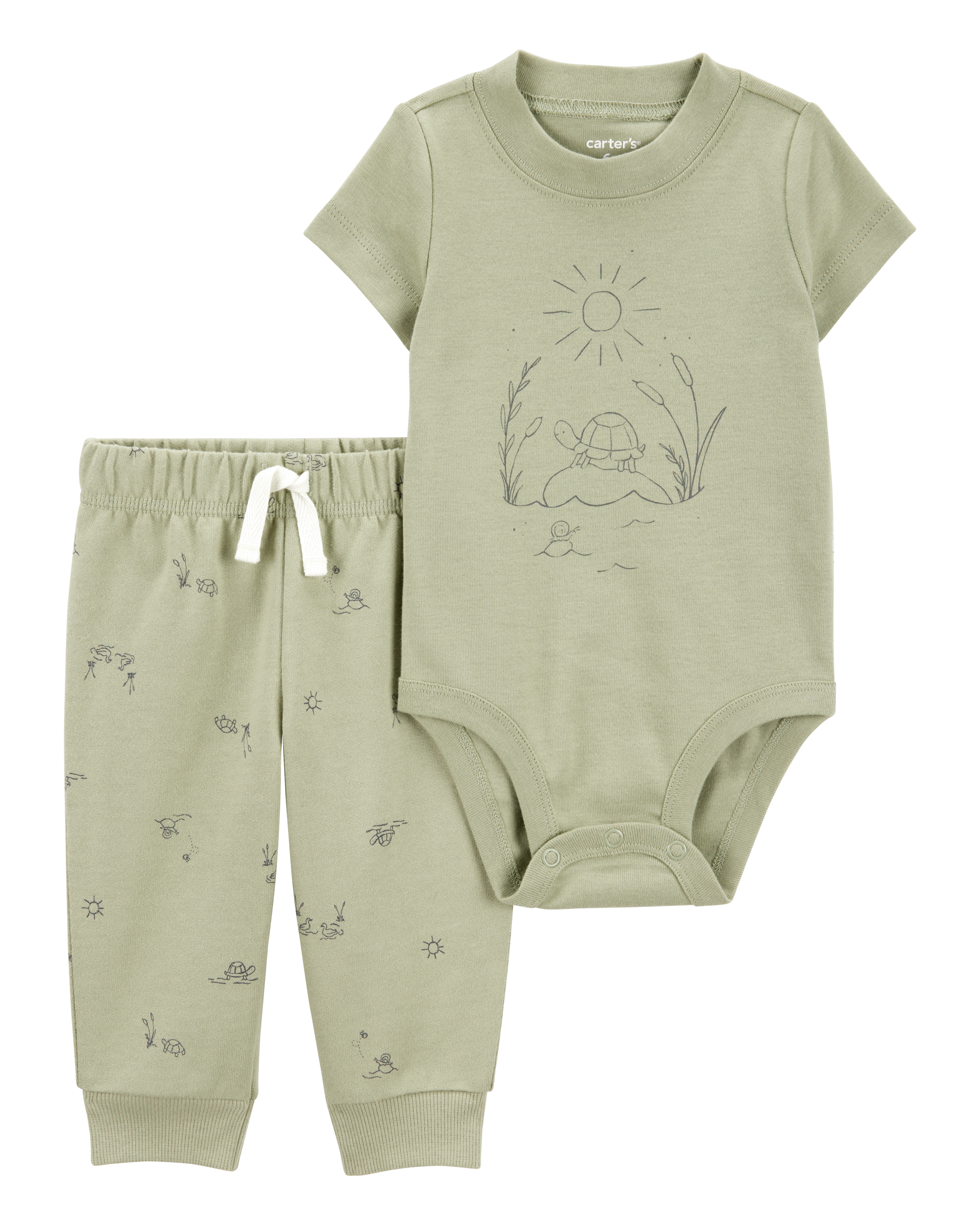 Детский Комплект Одежды Carter's Baby 2-Piece Turtle Short-Sleeve Bodysuit Pant Set Carter's