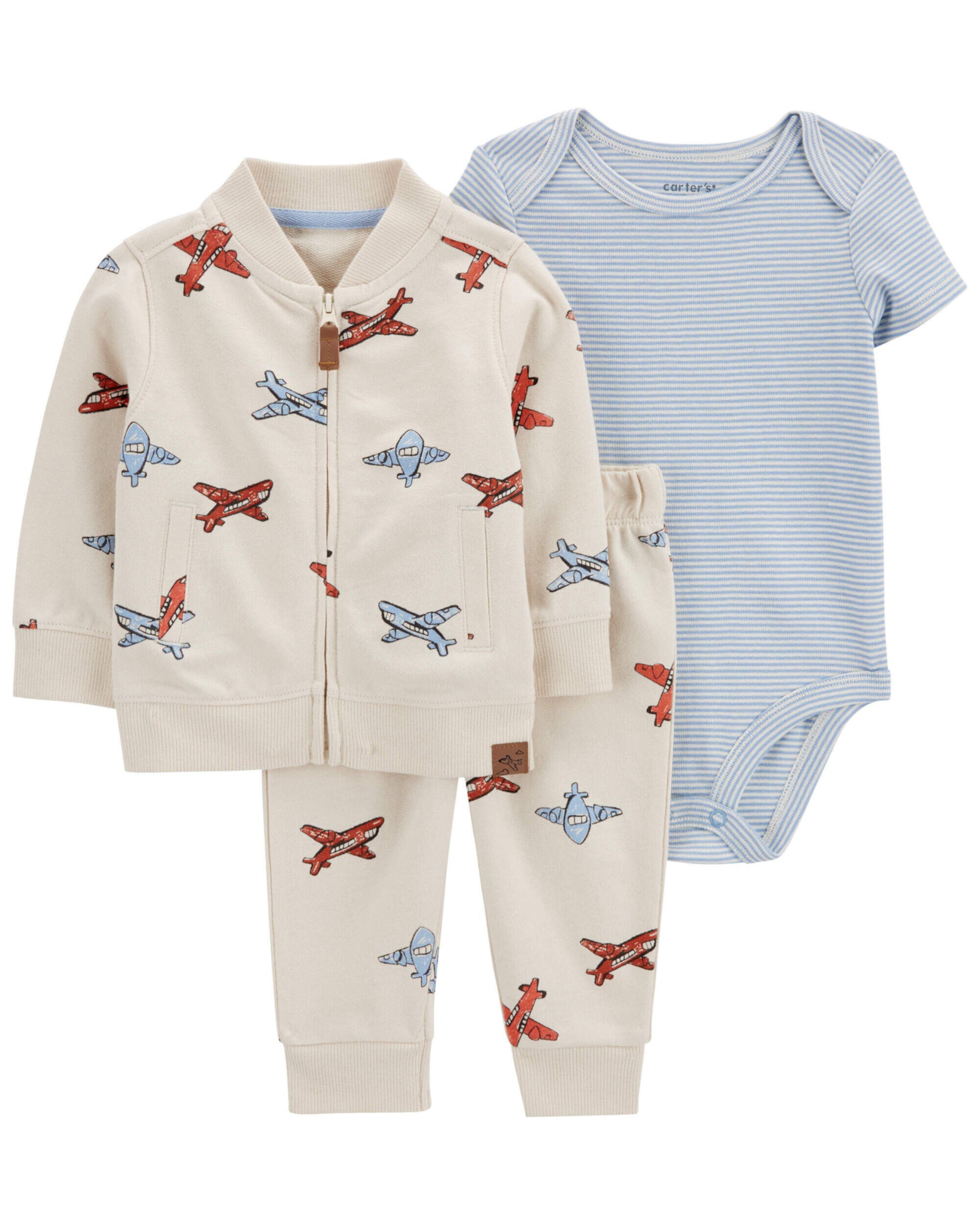 Детский Комплект Одежды Carter's 3-Пiece Airplane Little Cardigan Set Carter's