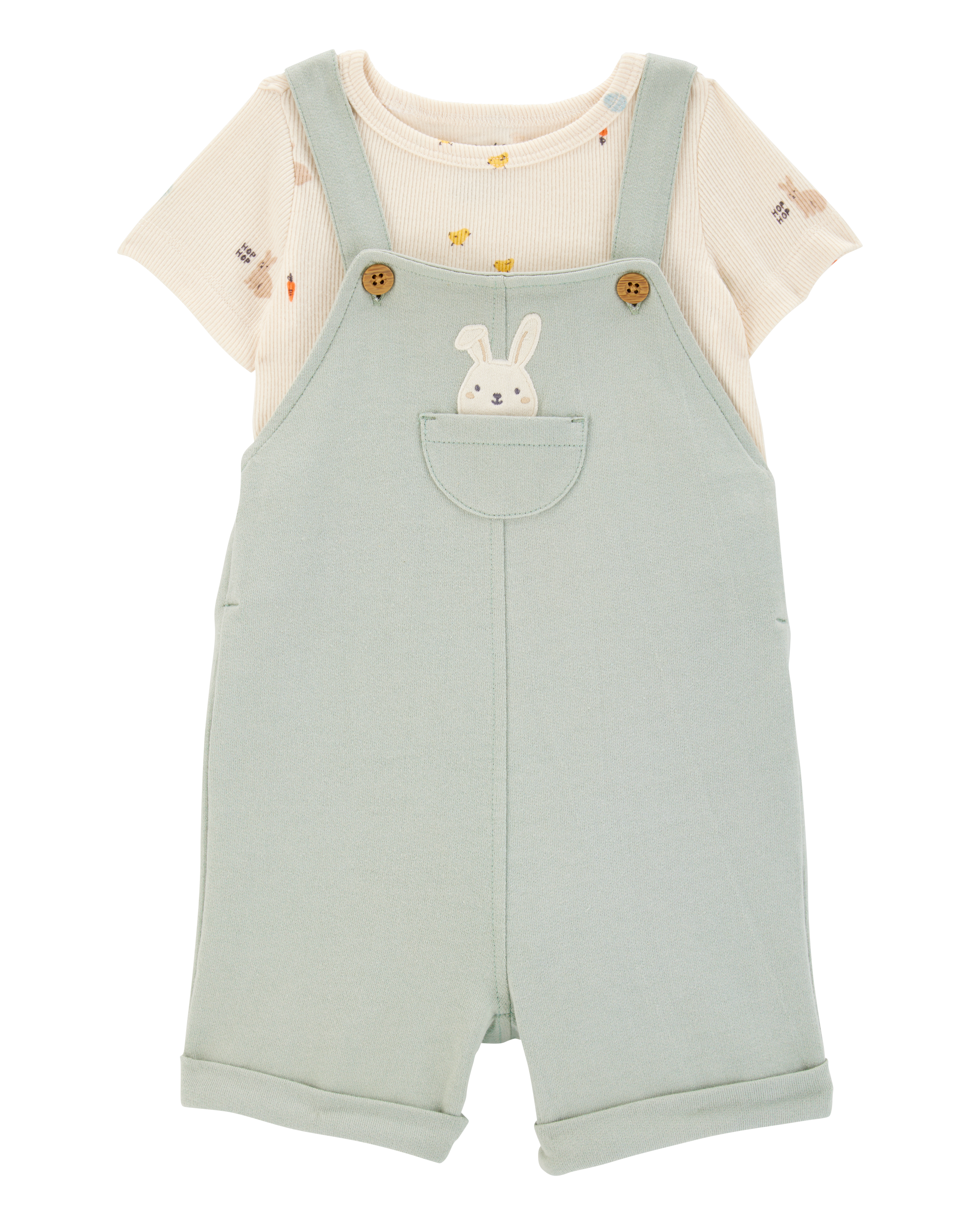 Детский Комплект Одежды Carter's Baby 2-Пiece Tee & Bunny Shortall Set - Зеленый Carter's