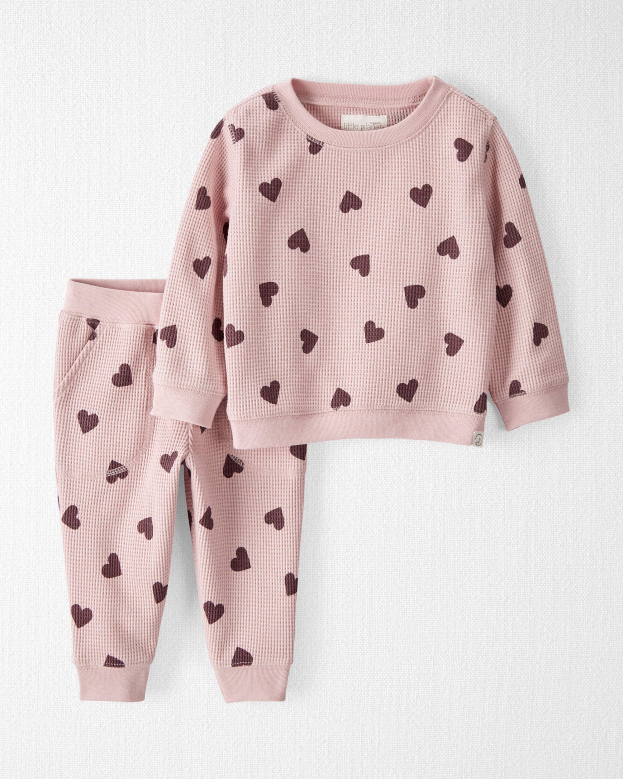 Детские комплекты одежды Carter's Baby Waffle Knit Set Made with Organic Cotton in Heart Print Carter's