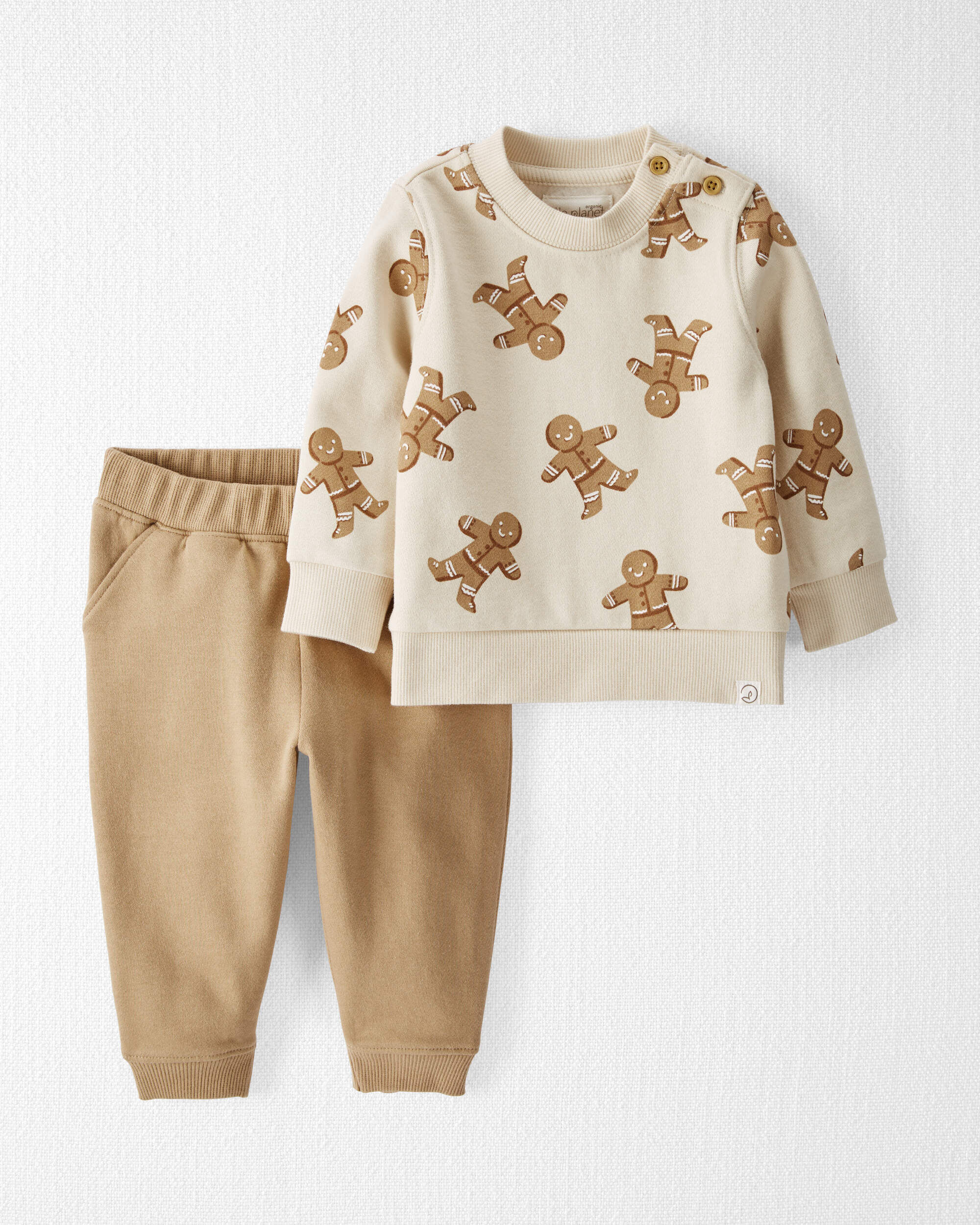 Детские комплекты одежды Carter's Baby Organic Cotton Holiday Gingerbread Cookies Fleece Set Carter's