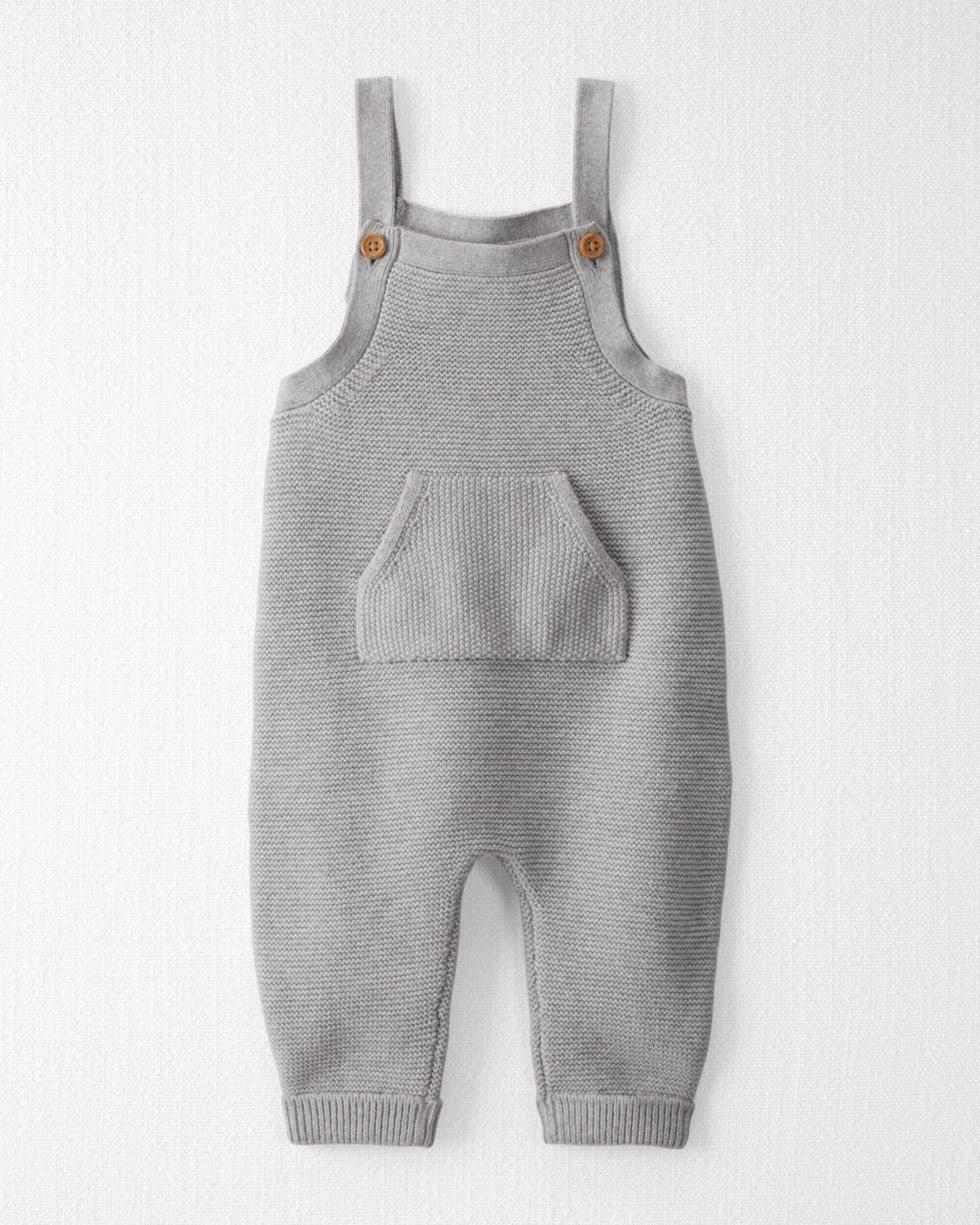 Детские комбинезоны Carter's Organic Cotton Sweater Knit Overalls в сером меланже Carter's