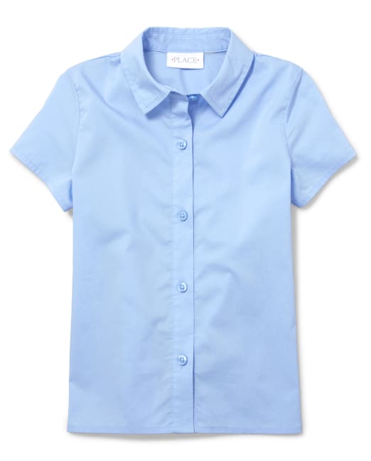 Girls Uniform Poplin Button Up Shirt The Children`s Place