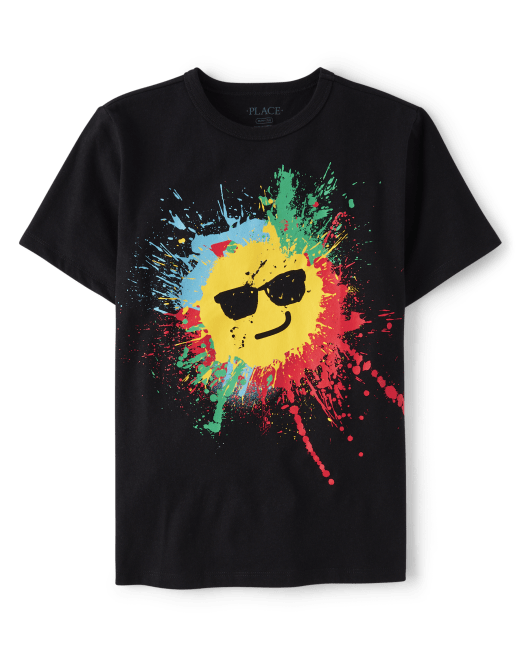 Boys Paint Splatter Happy Face Graphic Tee The Children`s Place