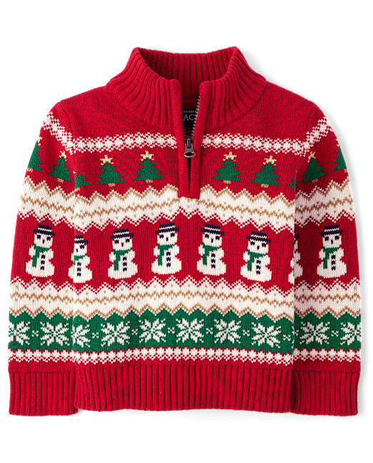 Baby And Toddler Boys Matching Family Christmas Fairisle Half Zip Sweater The Children`s Place